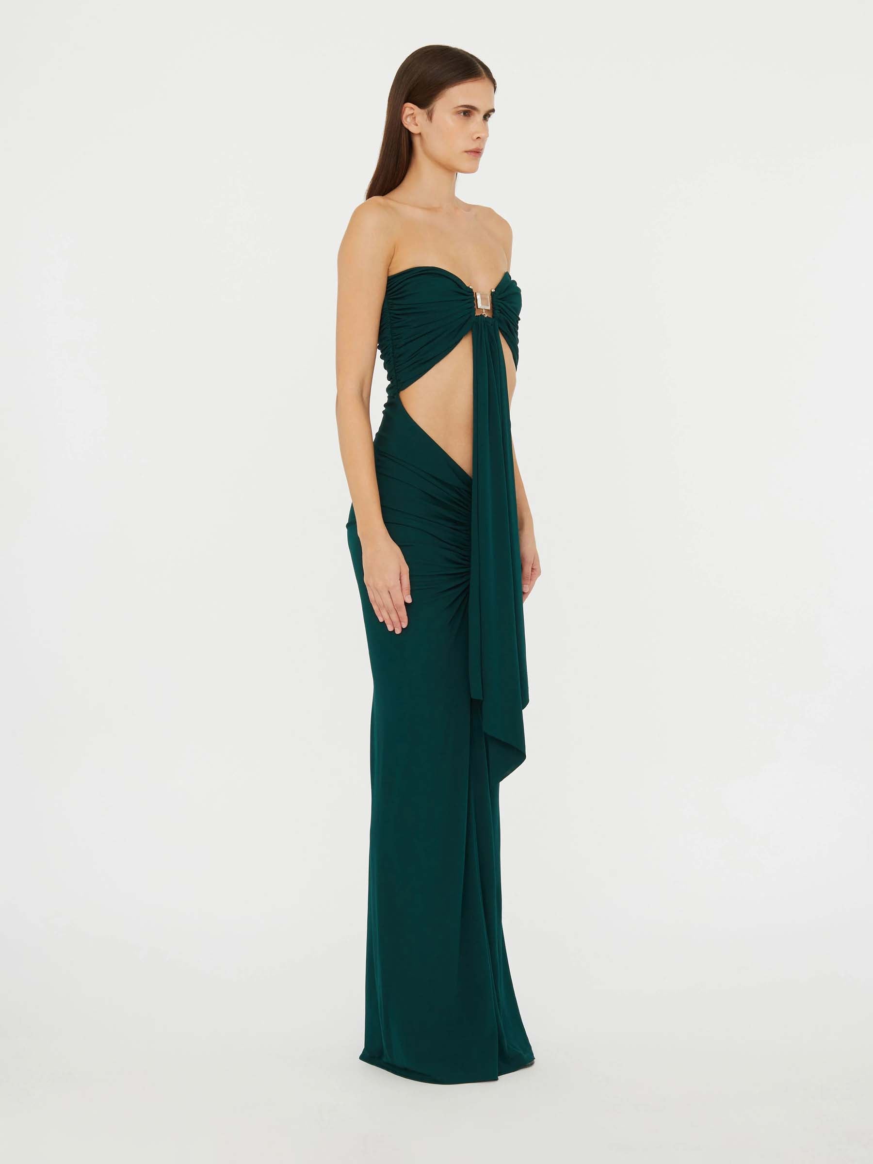 Christopher Esber Mujer Barcelona Vestido Maxi Drapeado color Verde Oscuro sku 721-000368 01 - Foto 3