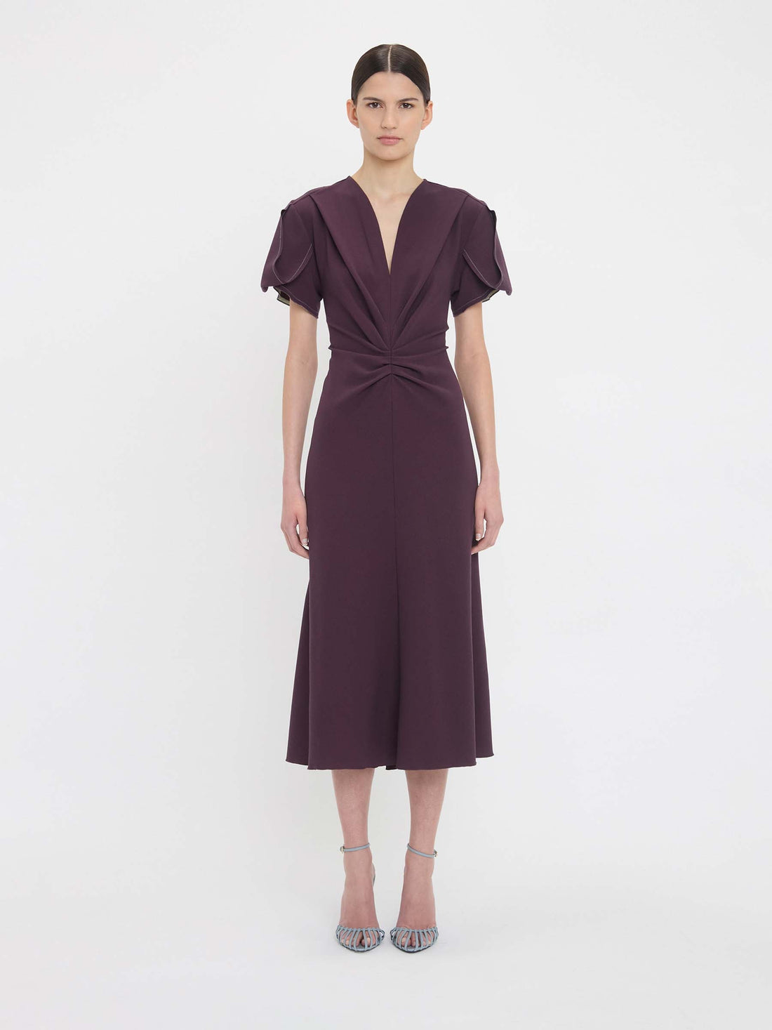 Outlet online Victoria Beckham Mujer Vestido Midi Fruncido color Purpura sku 721-000374 01 - Foto 2