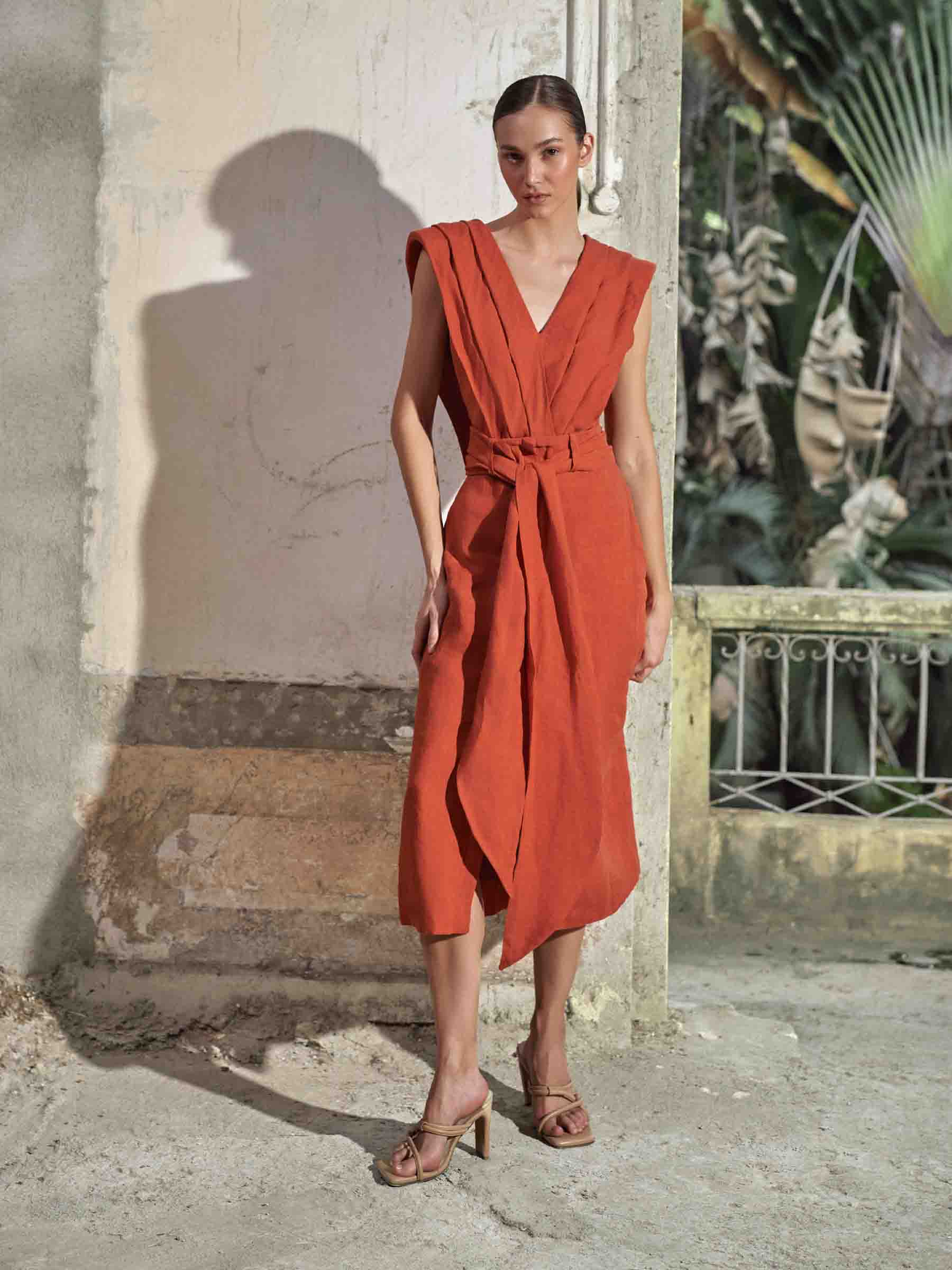 Outlet online Andres Otalora Mujer Vestido Midi Verao color Terracota sku 721-000441 01 - Foto 3