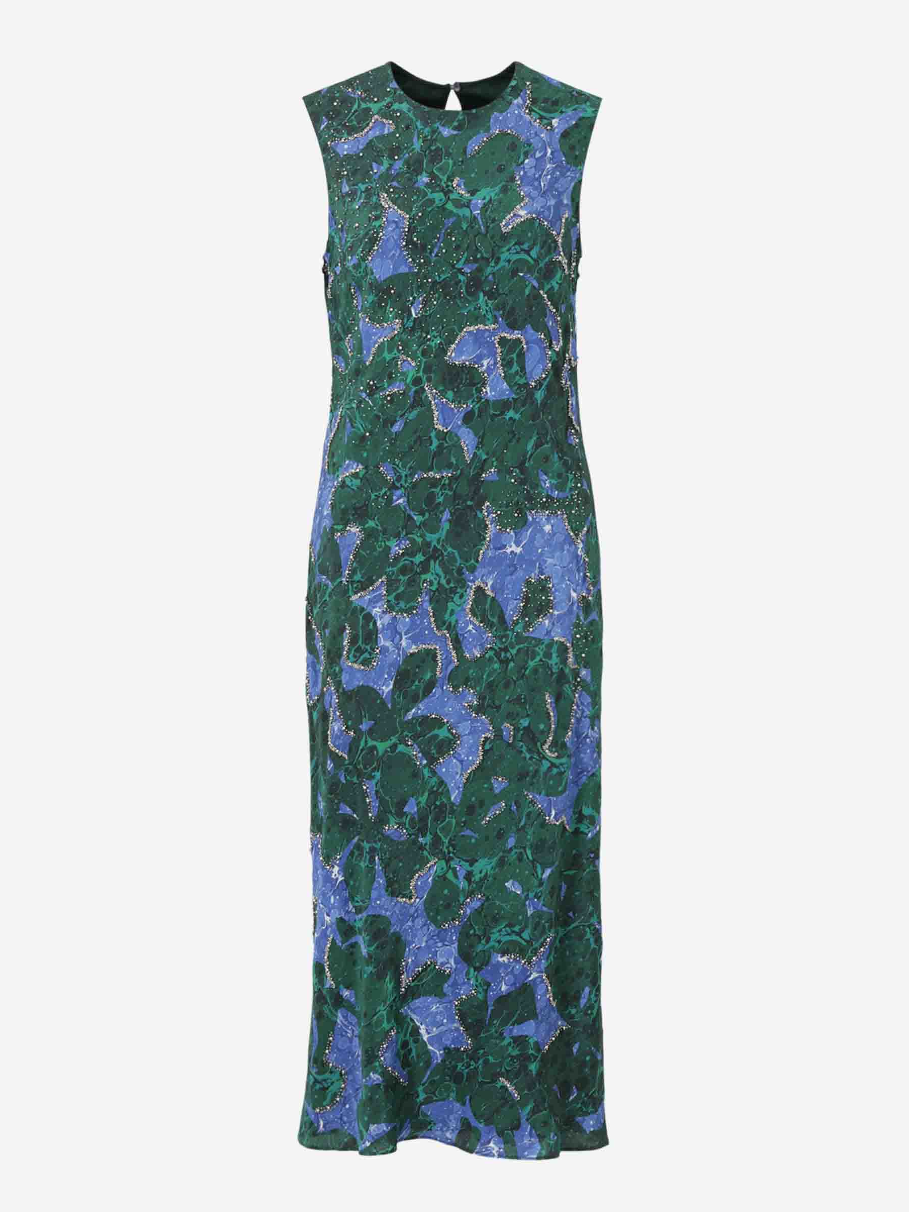 Outlet online Dries Van Noten Mujer Vestido Midi Estampado color Verde Oscuro sku 721-000453 01 - Foto 1