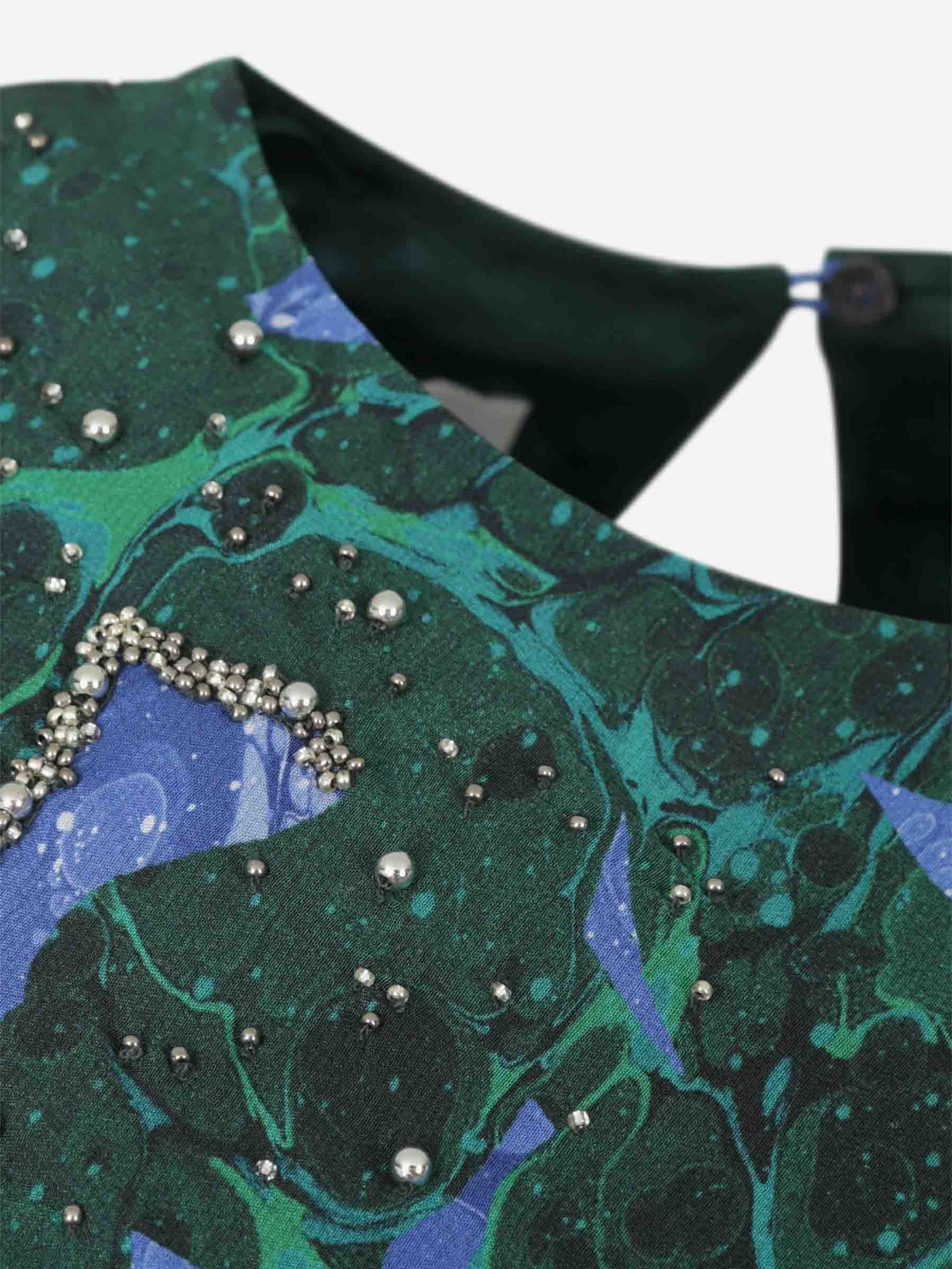 Outlet online Dries Van Noten Mujer Vestido Midi Estampado color Verde Oscuro sku 721-000453 01 - Foto 4