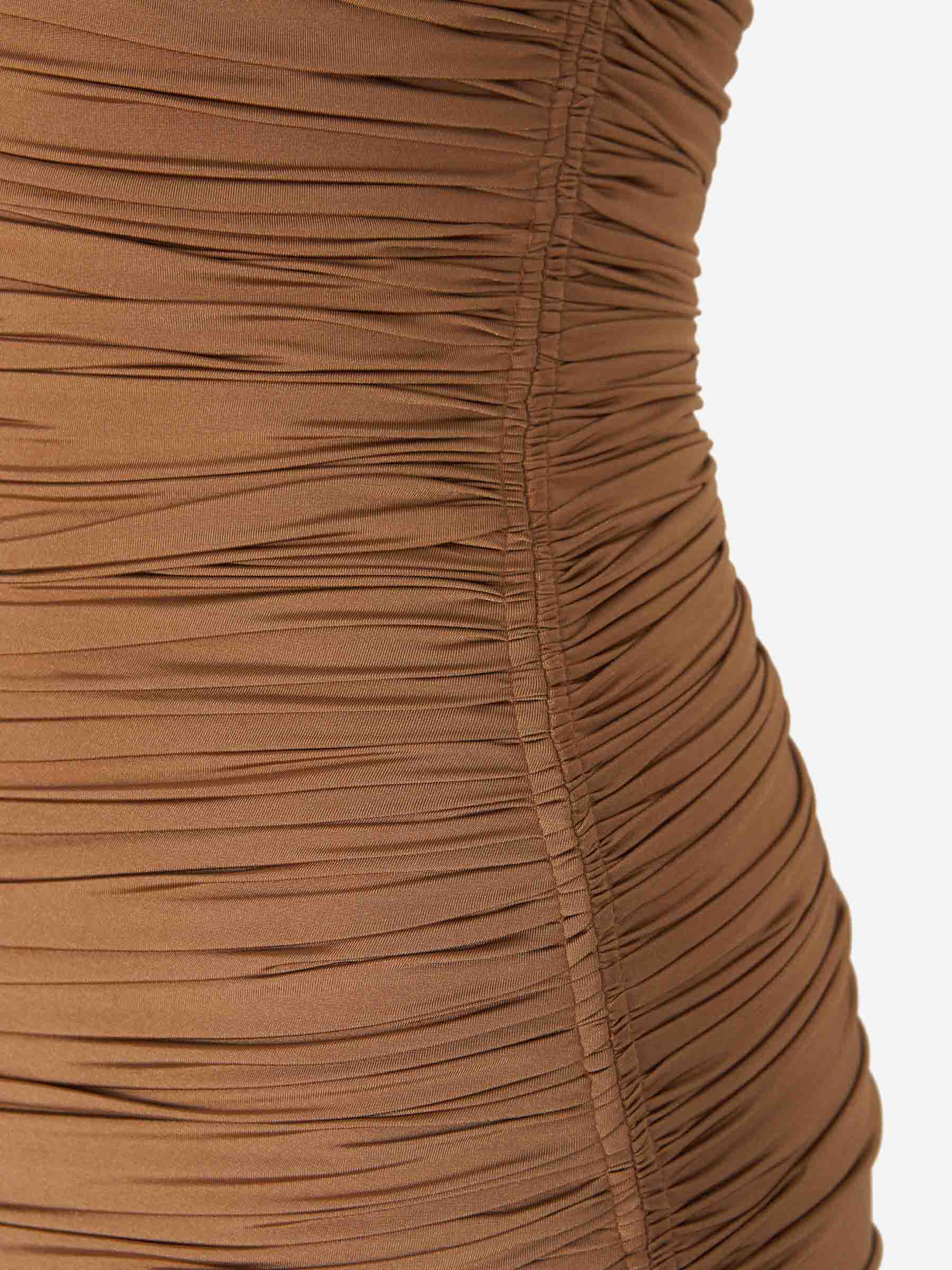 Mugler Mujer Barcelona Vestido Maxi Fruncido color Bronce sku 721-000473 01 - Foto 3