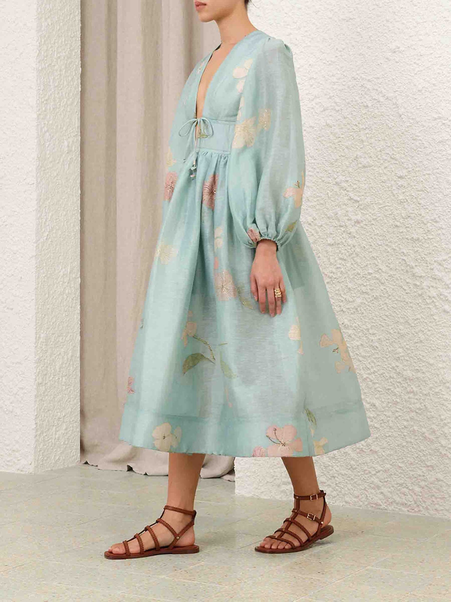 Zimmermann Mujer Barcelona Vestido Midi Illuminate Drawn color Verde Menta sku 721-000488 01 - Foto 3