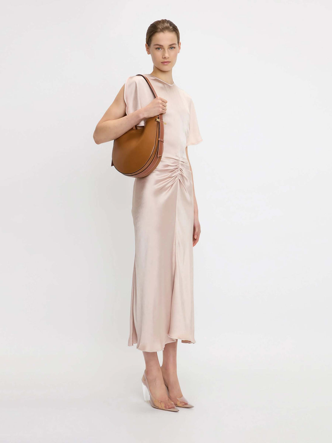 Victoria Beckham Mujer Barcelona Vestido Midi Fruncido color Naranja Claro sku 721-000496 01 - Foto 2