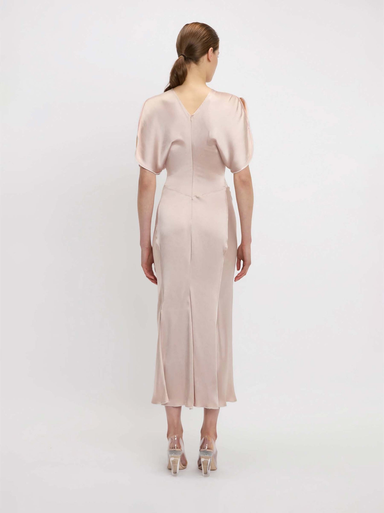 Victoria Beckham Mujer Barcelona Vestido Midi Fruncido color Naranja Claro sku 721-000496 01 - Foto 3