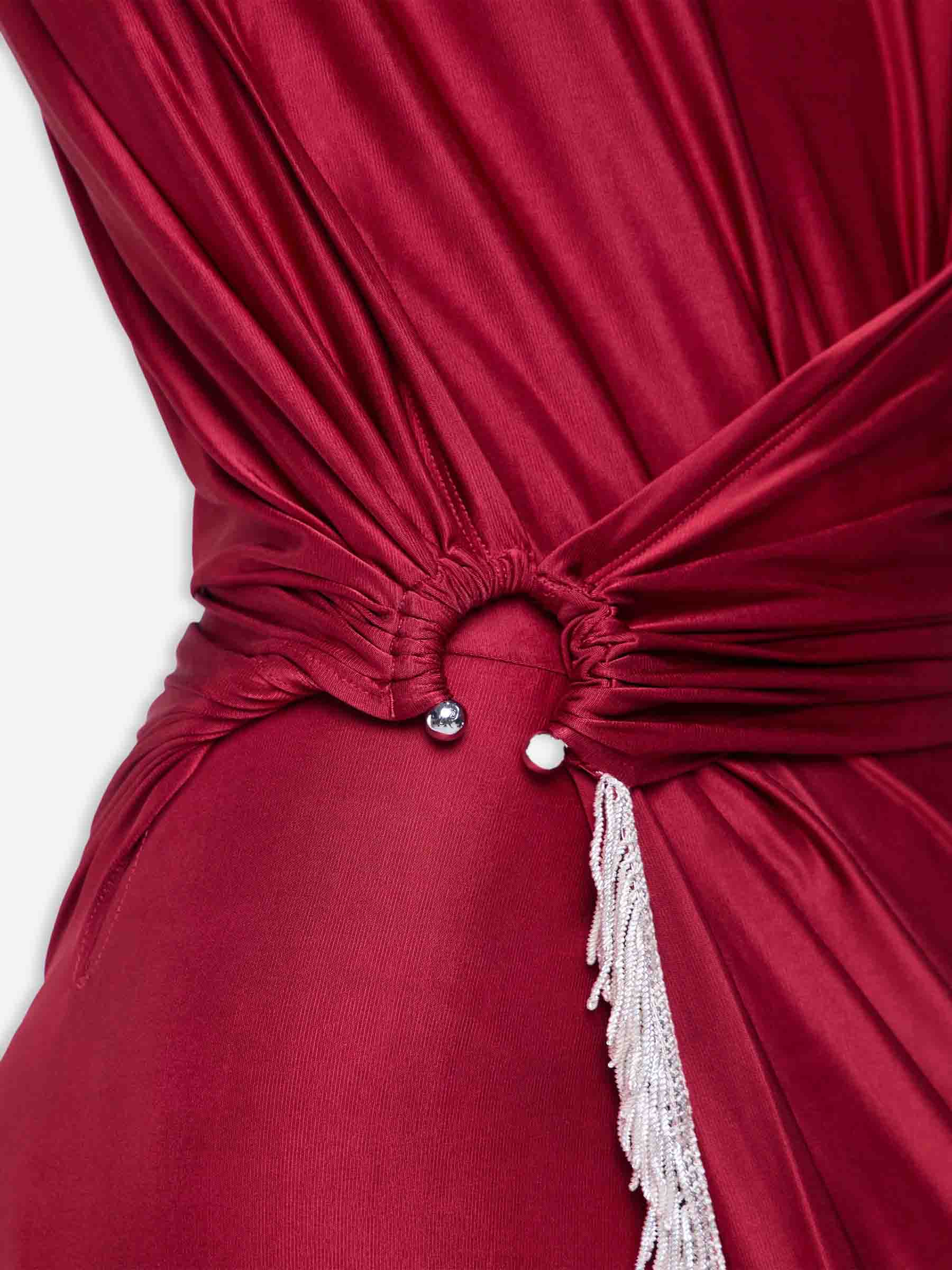 Outlet online Rabanne Mujer Vestido Maxi Jersey color Burdeos sku 721-000533 01 - Foto 5