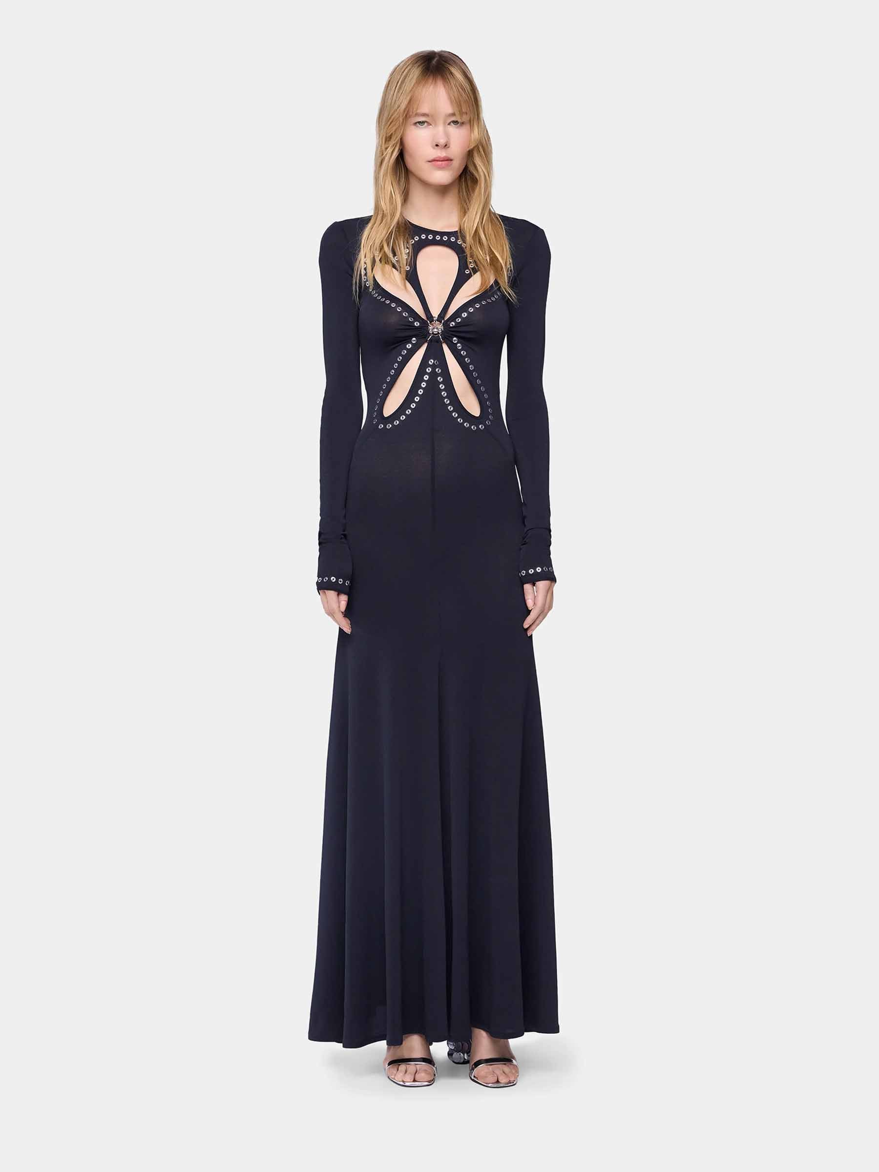 Outlet online Rabanne Mujer Vestido Maxi Ojales color Negro sku 721-000534 01 - Foto 2
