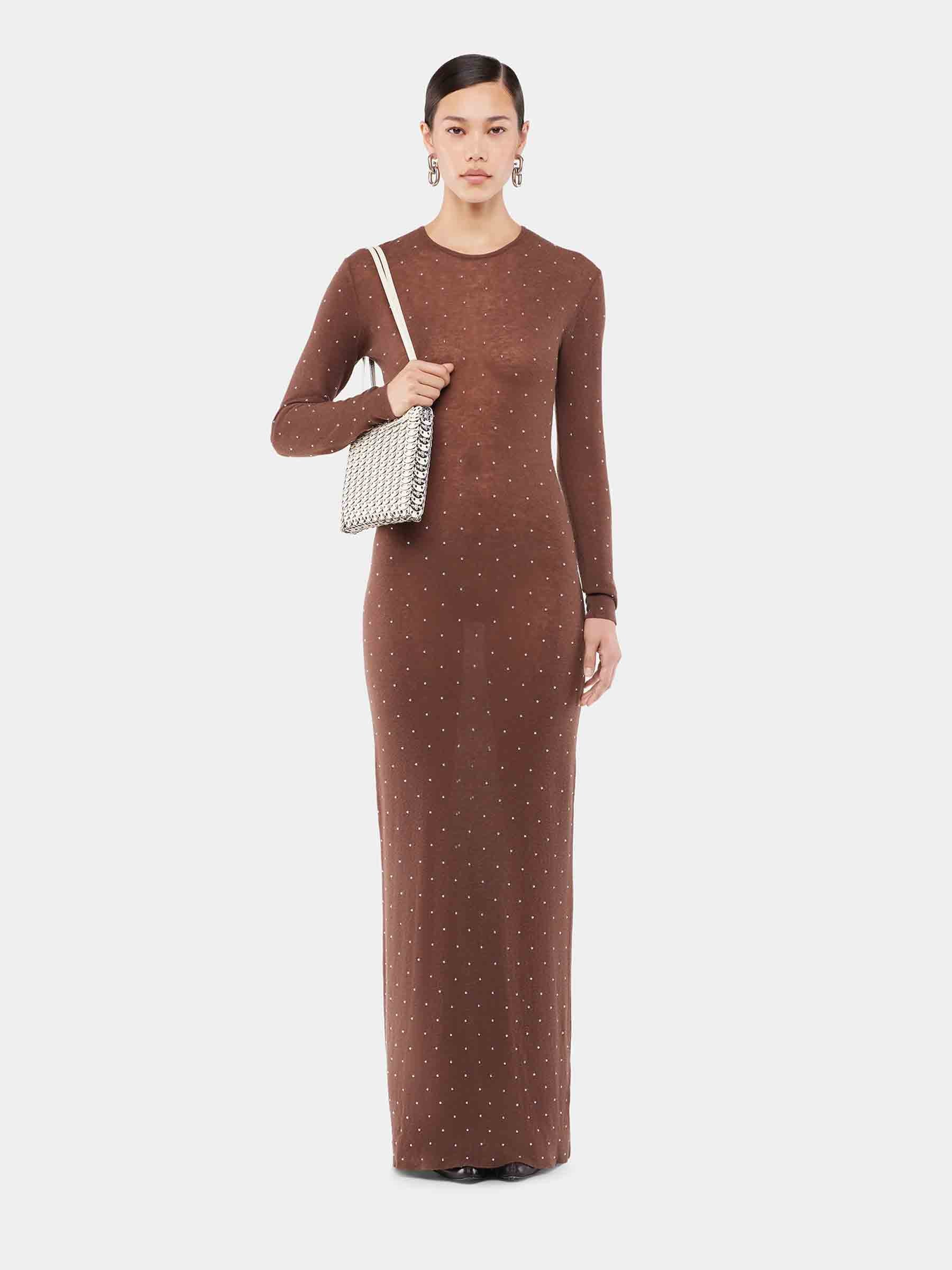 Outlet online Rabanne Mujer Vestido Midi Punto color Marrón sku 721-000616 01 - Foto 2