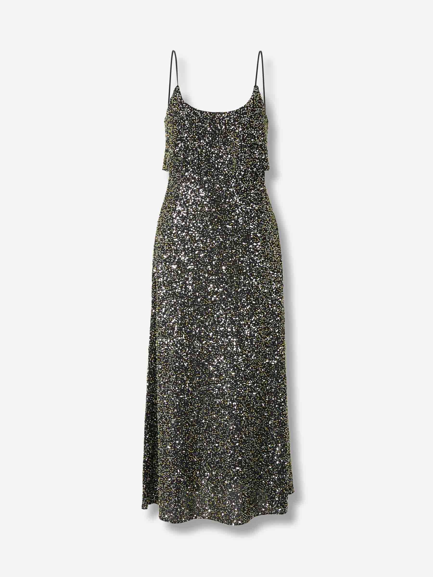 Outlet online Rabanne Mujer Vestido Midi Sequin color Plateado sku 721-000617 01 - Foto 1