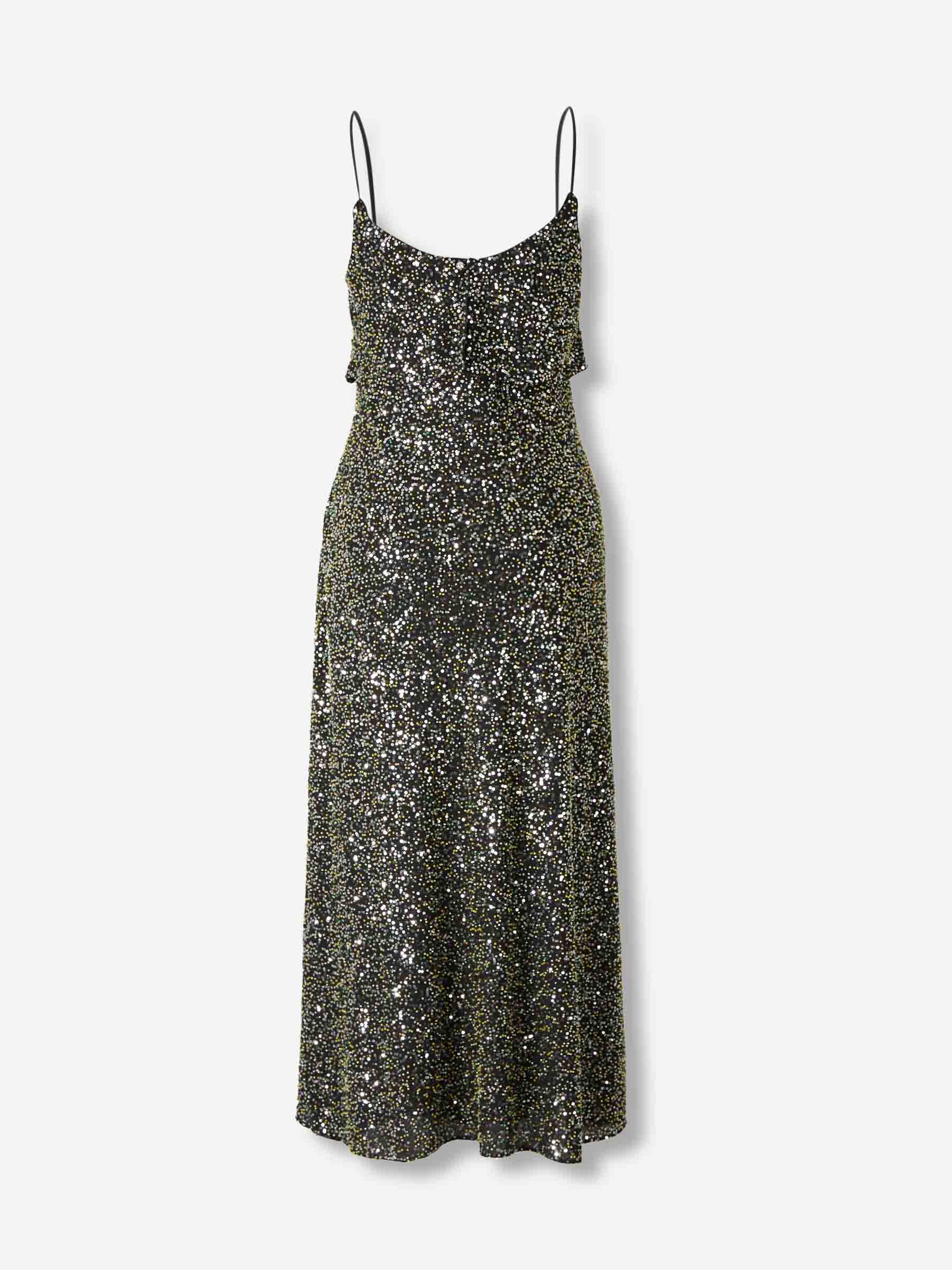 Outlet online Rabanne Mujer Vestido Midi Sequin color Plateado sku 721-000617 01 - Foto 2