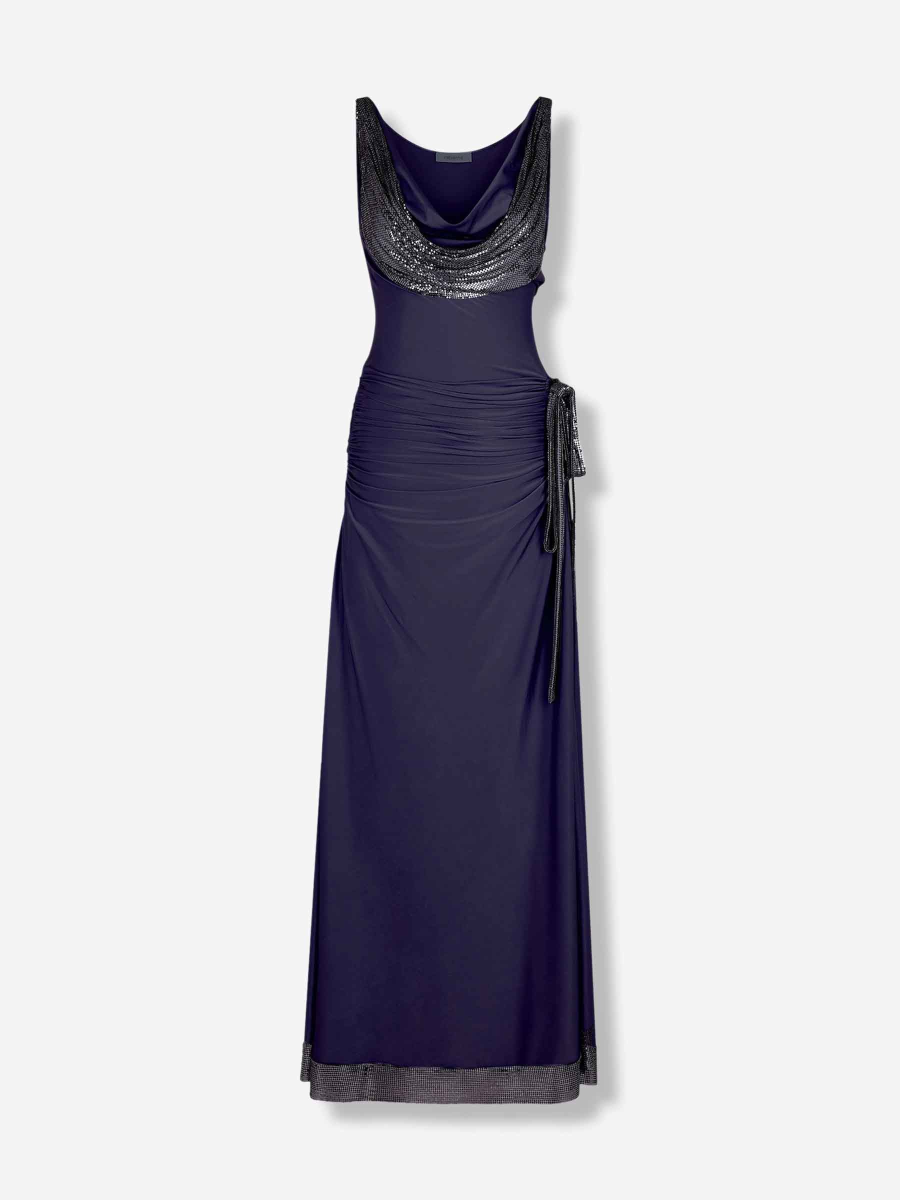 Outlet online Rabanne Mujer Vestido Maxi Drapeado color Azul Marino sku 721-000618 01 - Foto 1