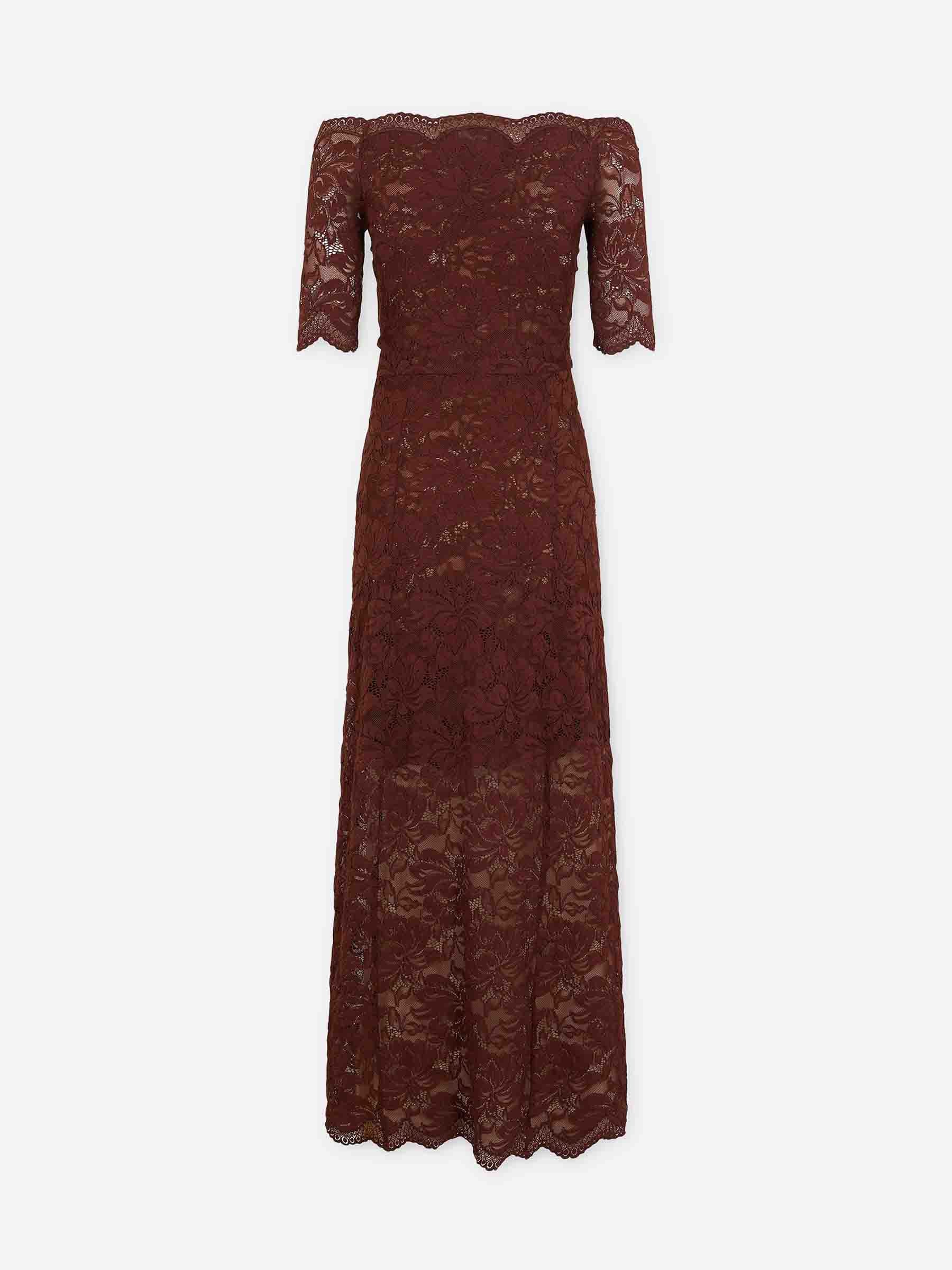 Outlet online Rabanne Mujer Vestido Midi Encaje color Marrón sku 721-000619 01 - Foto 1