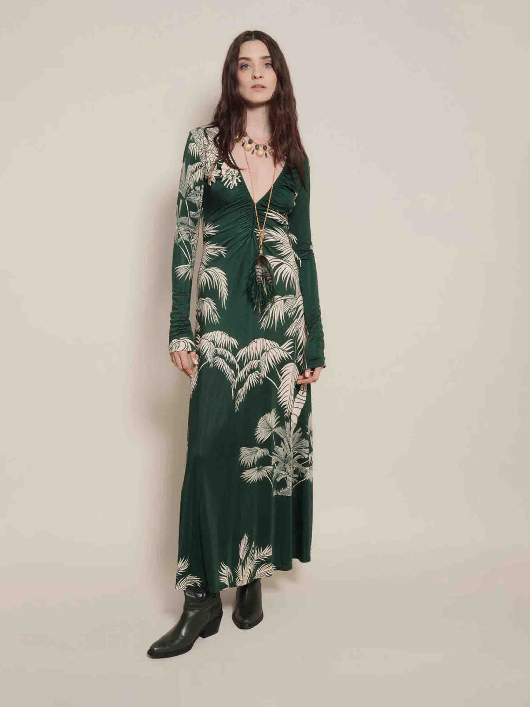 Outlet online Johanna Ortiz Mujer Vestido Midi Alma color Verde sku 721-000623 01 - Foto 2