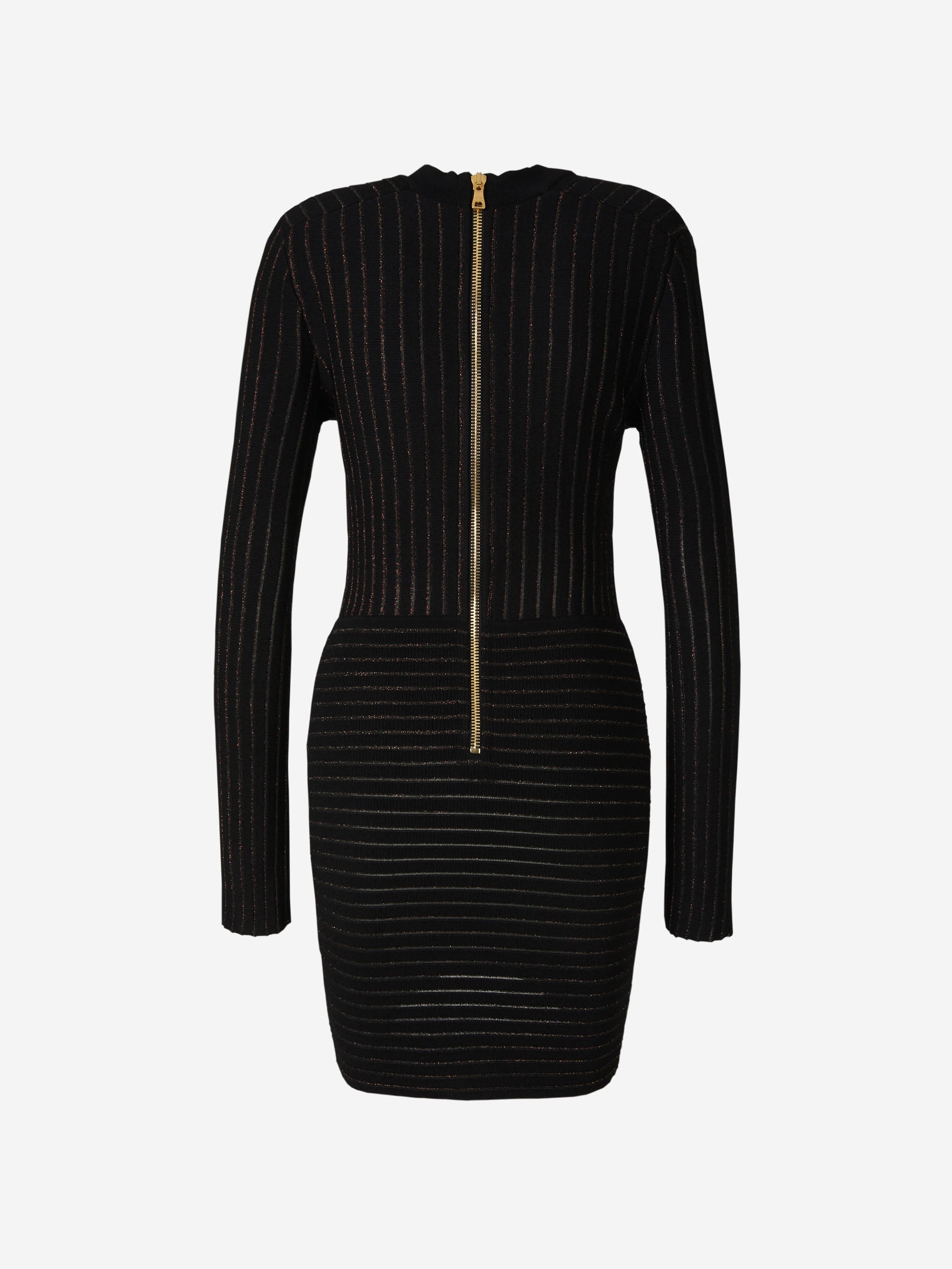 Outlet online Balmain Mujer Vestido Punto Brillante color Negro sku 731-005736 01 - Foto 2