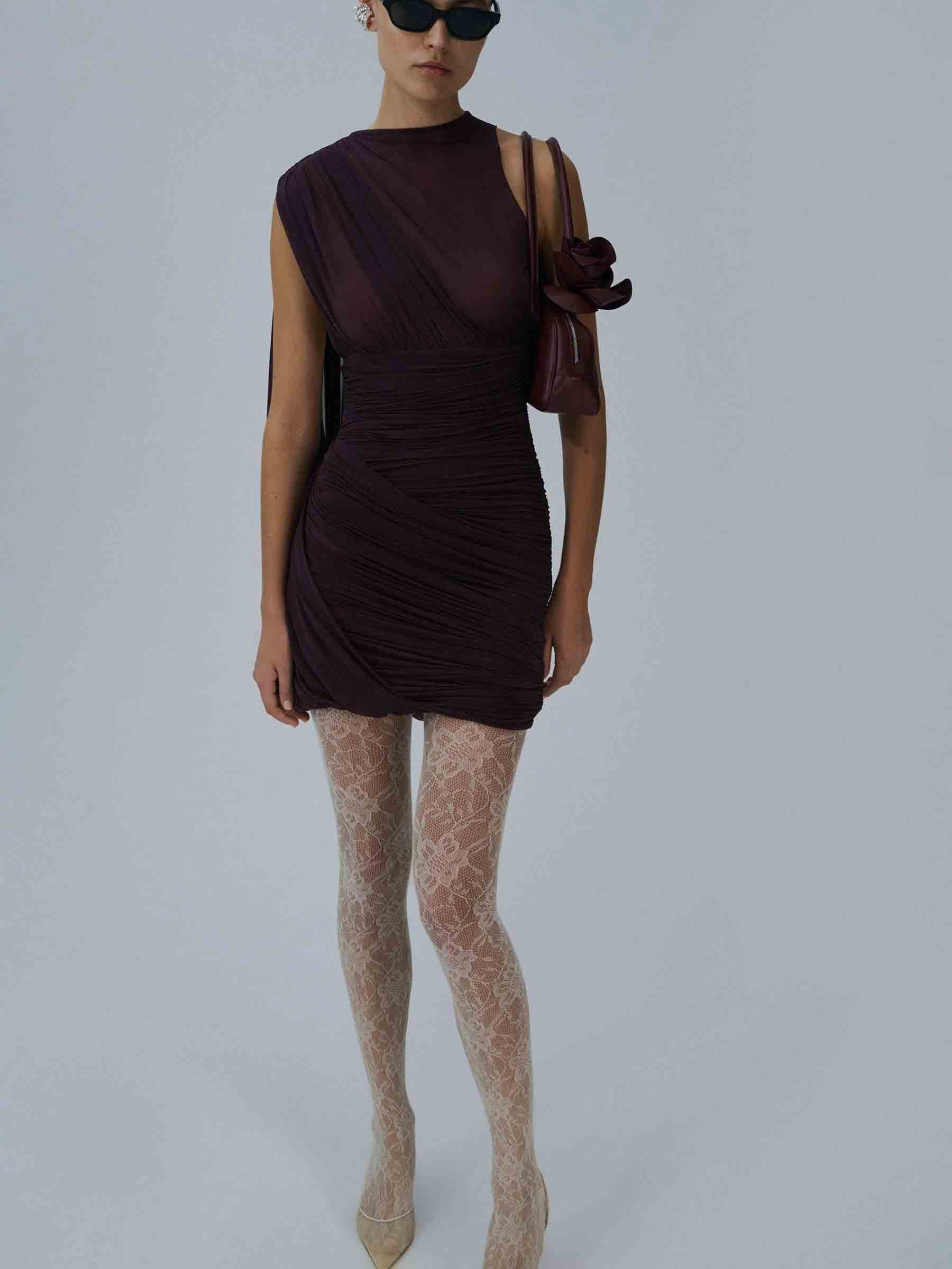 Outlet online Magda Butrym Mujer Vestido Mini Drapeado color Burdeos sku 731-006069 01 - Foto 3