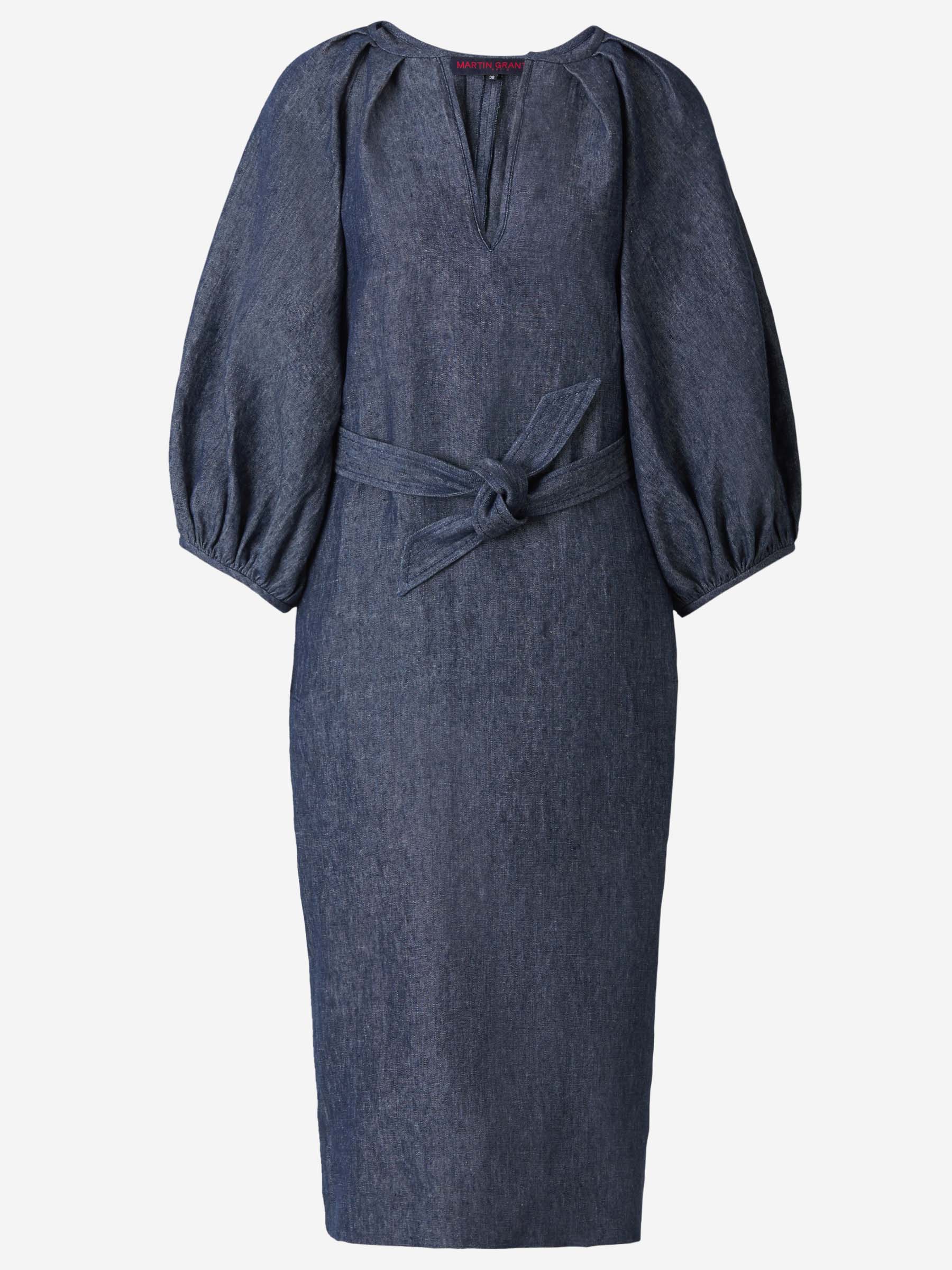 Outlet online Martin Grant Mujer Vestido Cinturón Lino color Azul Marino sku 732-000886 01 - Foto 1
