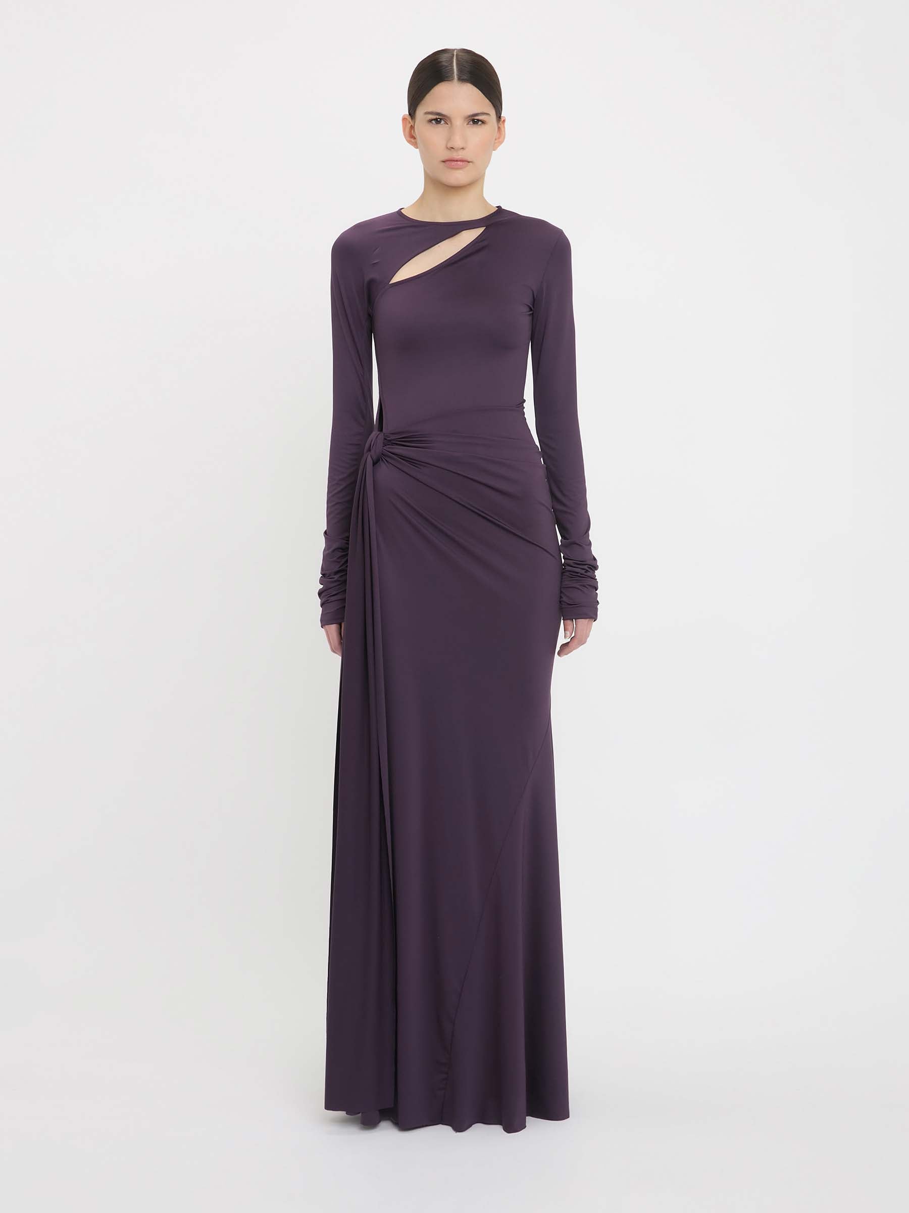Victoria Beckham Mujer Barcelona Vestido Maxi Drapeado color Berenjena sku 732-001423 01 - Foto 2