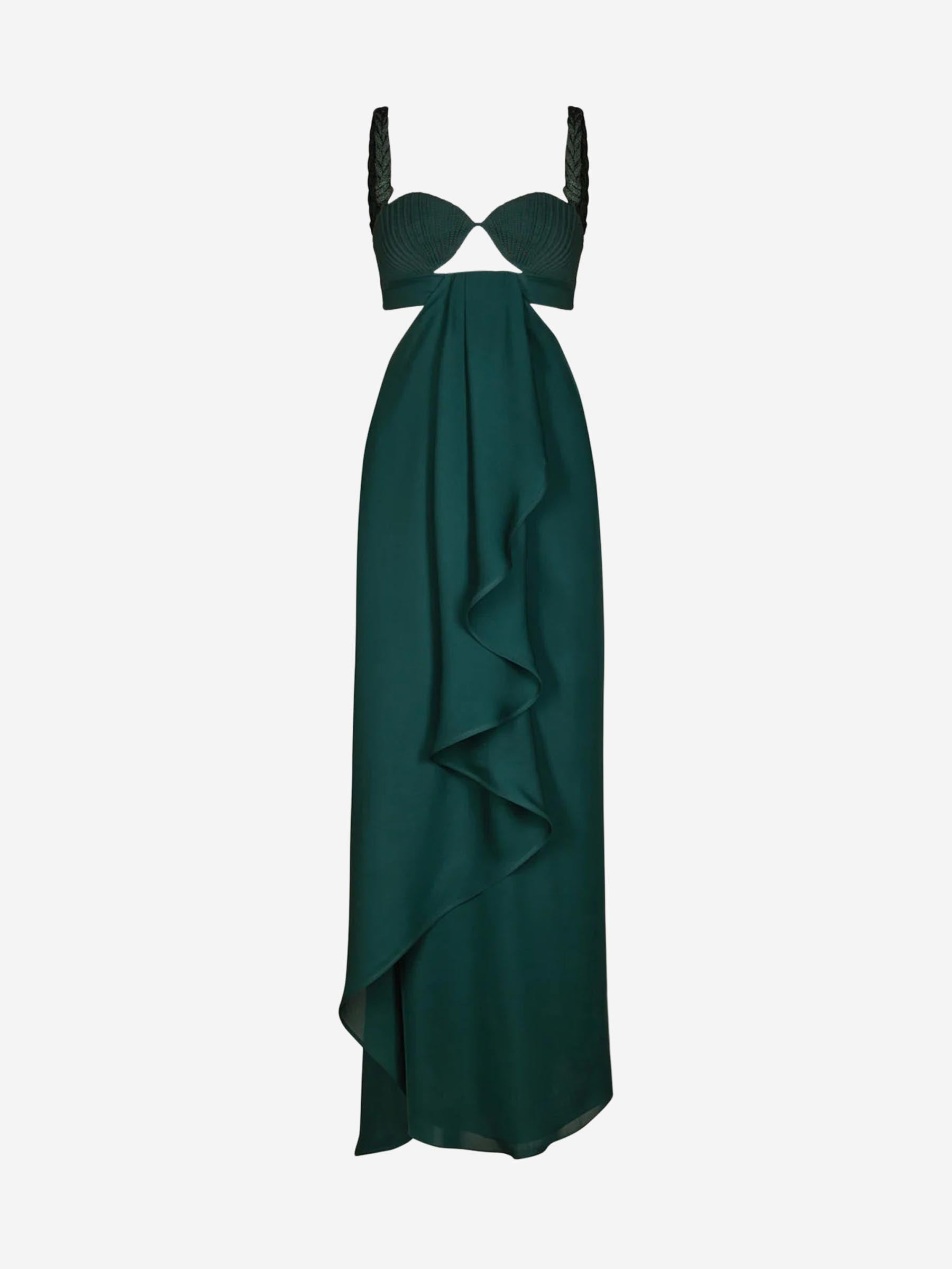 Johanna Ortiz Mujer Barcelona Vestido Maxi Sea Poem color Verde Oscuro sku 732-001453 01 - Foto 2