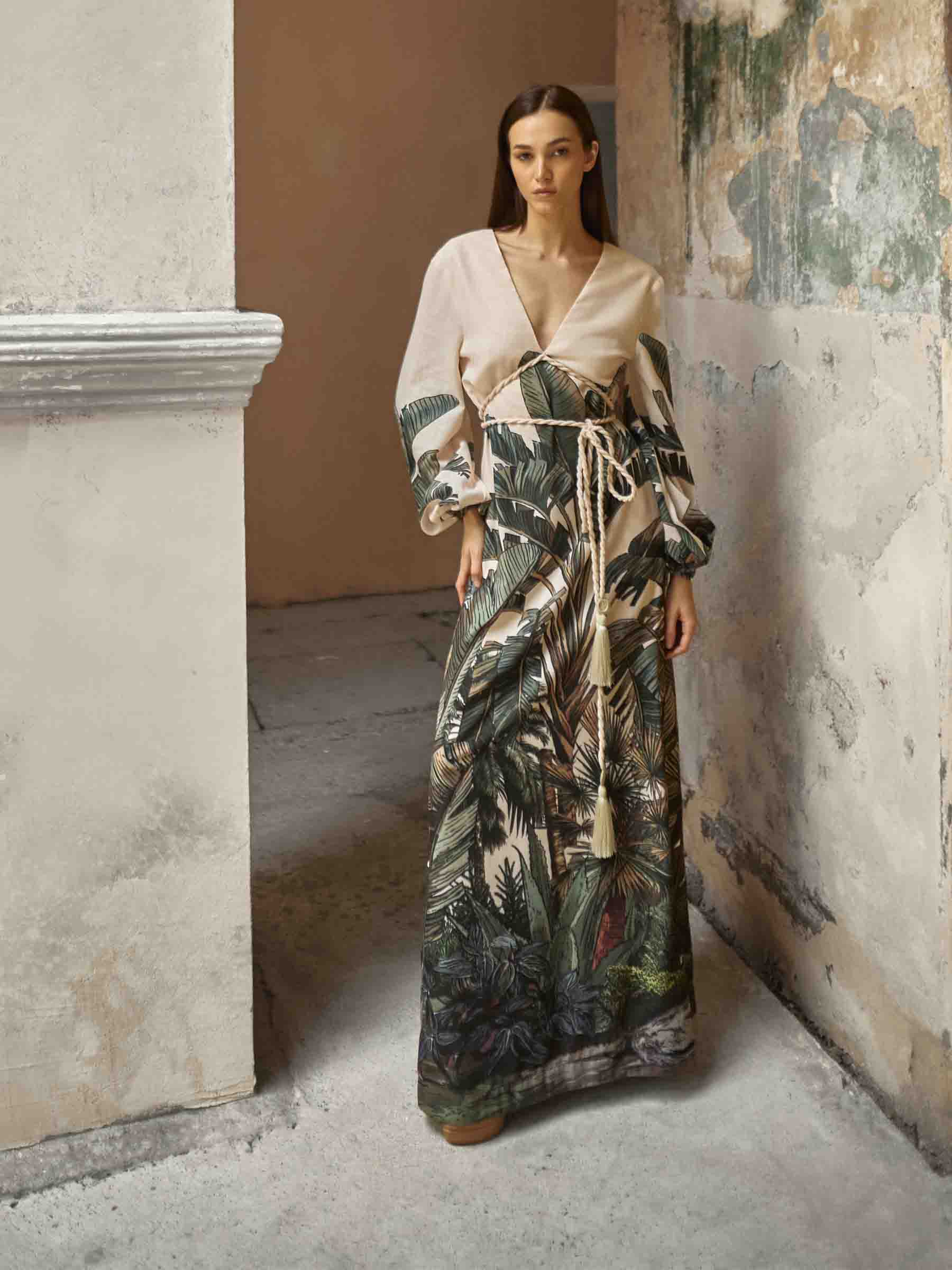 Outlet online Andres Otalora Mujer Vestido Maxi Odisea Caribeña color Verde Oscuro sku 732-001470 01 - Foto 4