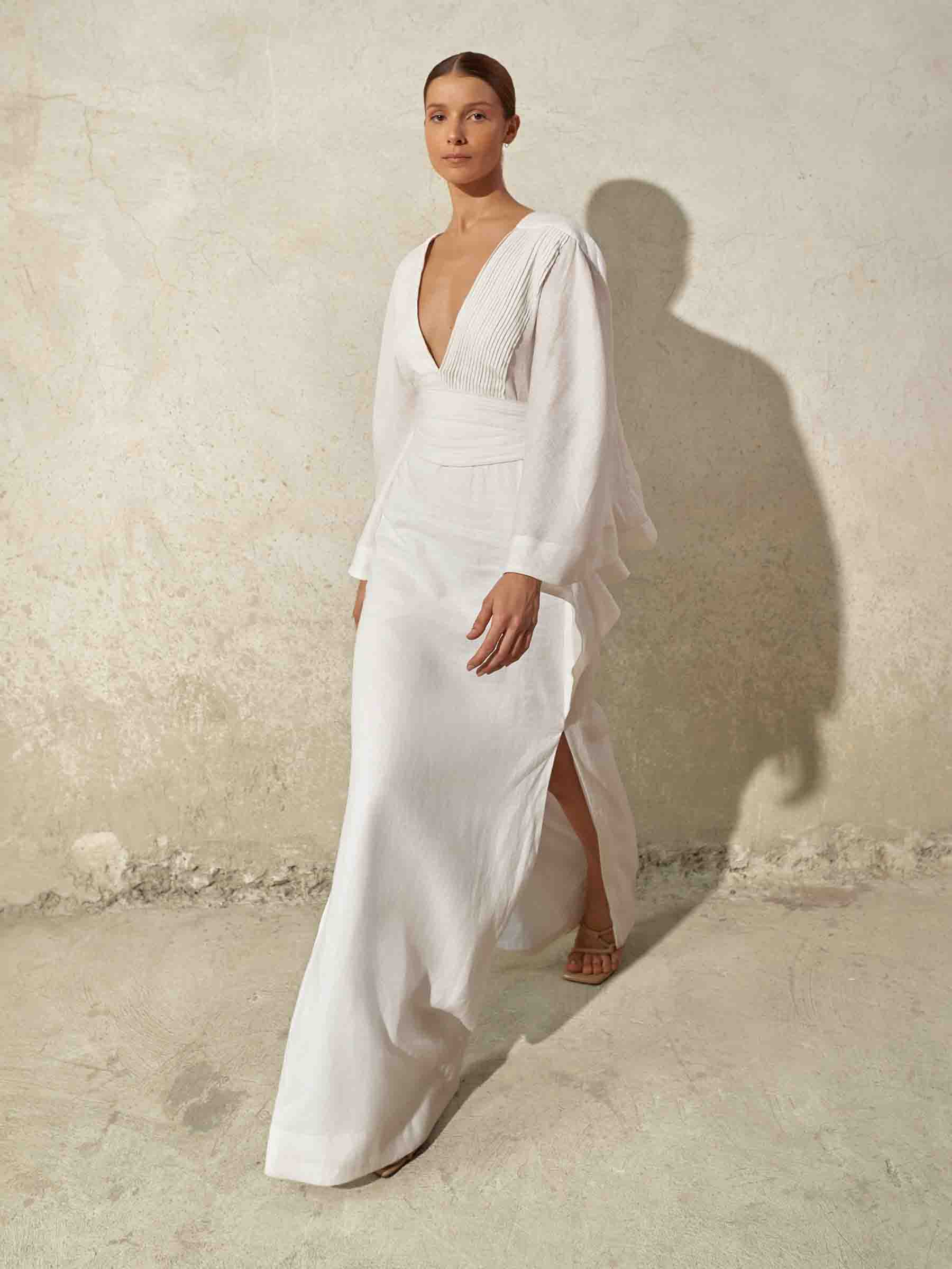 Outlet online Andres Otalora Mujer Vestido Kaftán Volar color Blanco sku 732-001473 01 - Foto 2