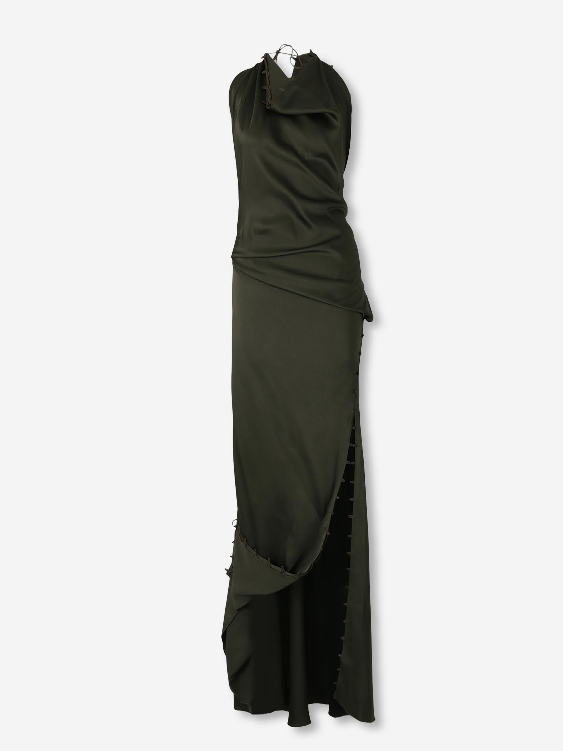Outlet online Victoria Beckham Mujer Vestido Maxi Asimétrico color Verde Militar sku 732-001613 01 - Foto 1