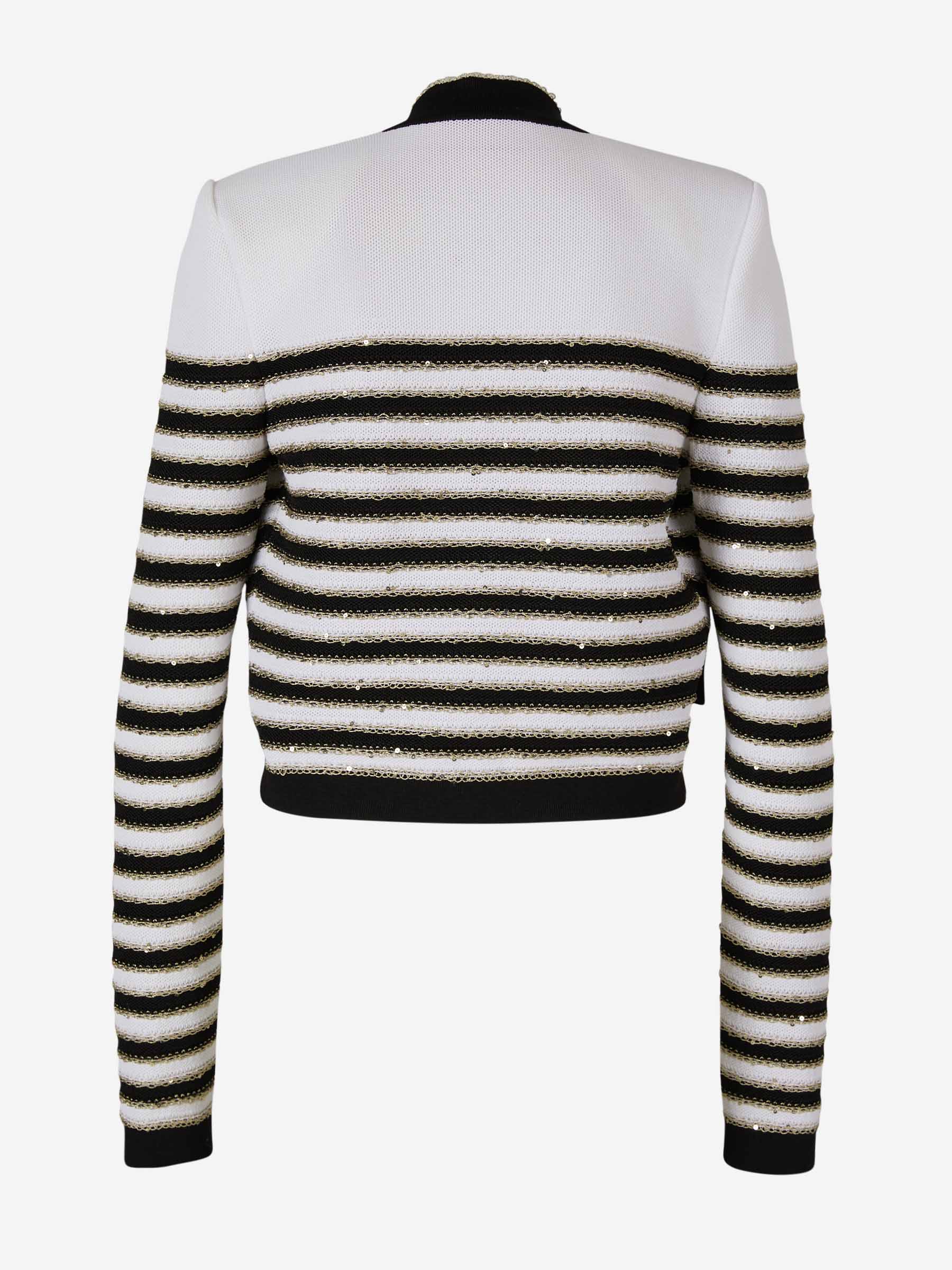 Outlet online Balmain Mujer Chaqueta Motivo Rayas color Blanco y Negro sku 741-002045 01 - Foto 2