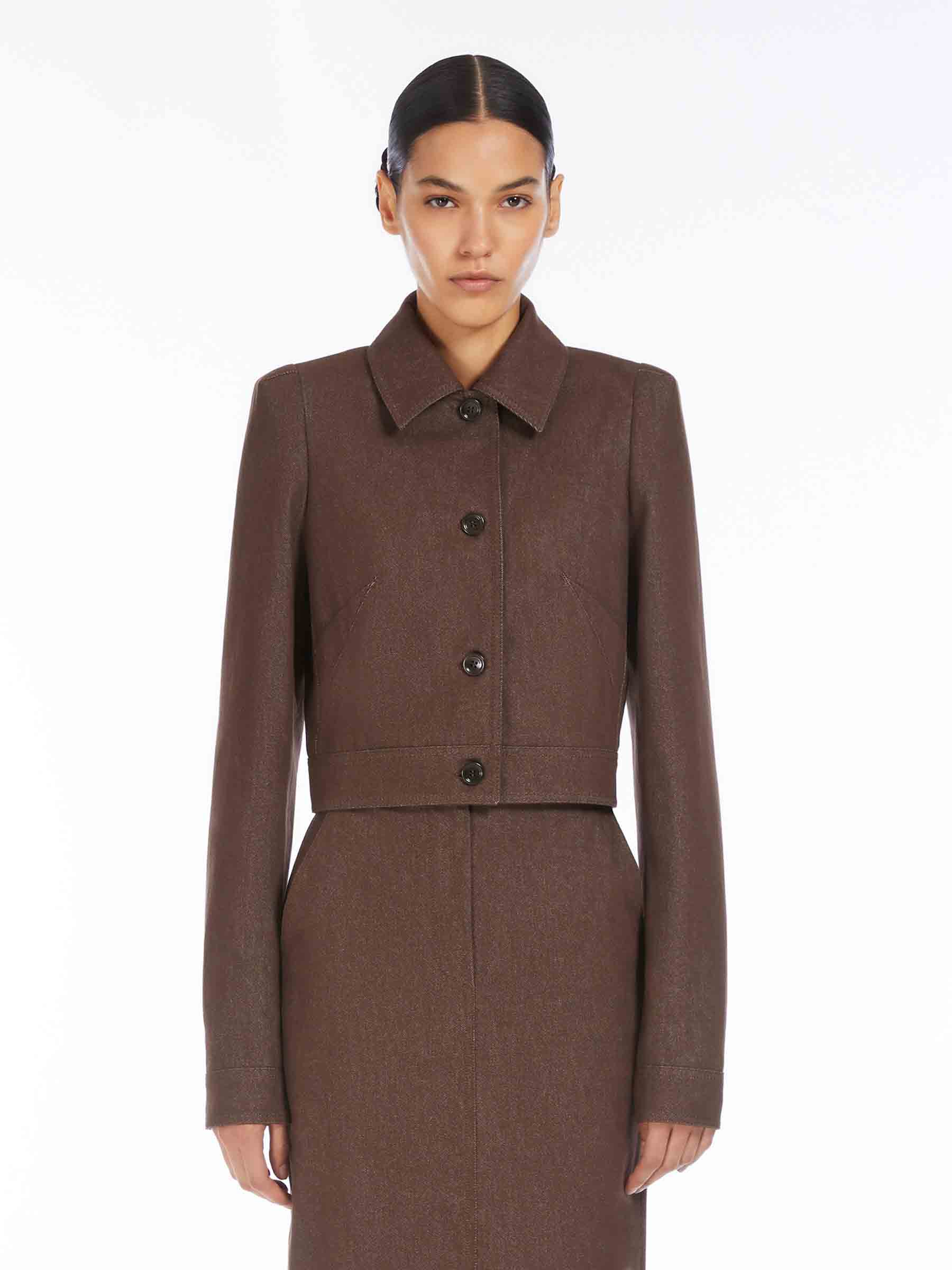 Outlet online Max Mara Mujer Chaqueta Cropped Denim color Marrón Oscuro sku 741-002222 01 - Foto 3