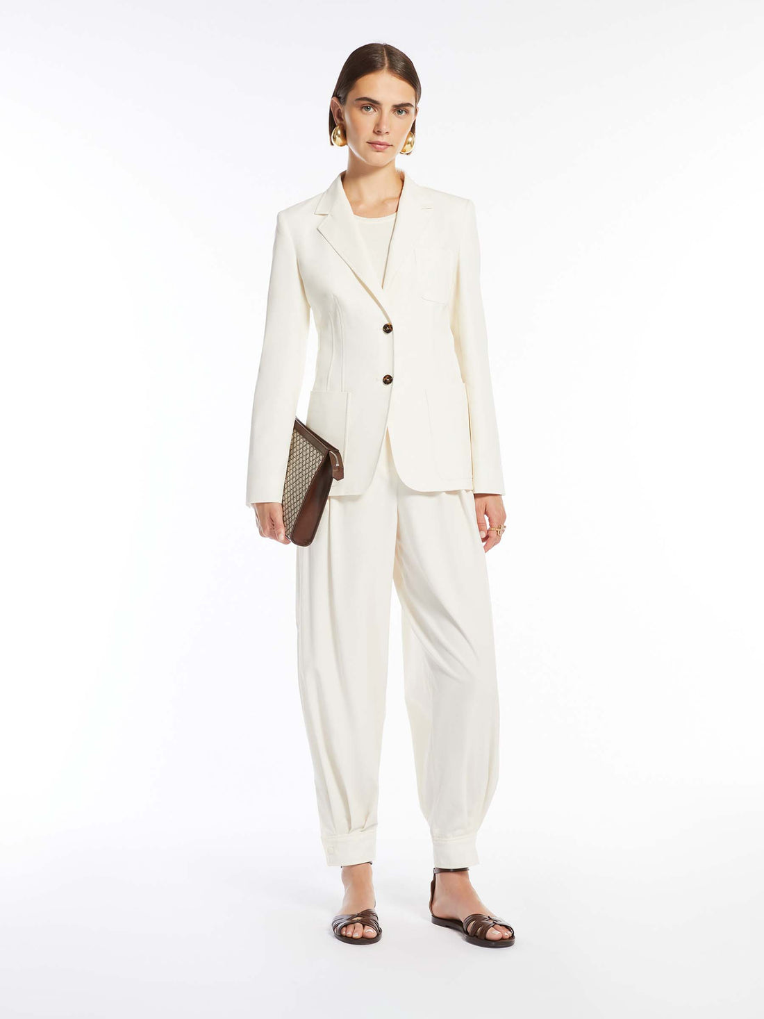 Max Mara Mujer Barcelona Blazer Entallado Algodón color Marfil sku 741-002233 01 - Foto 2