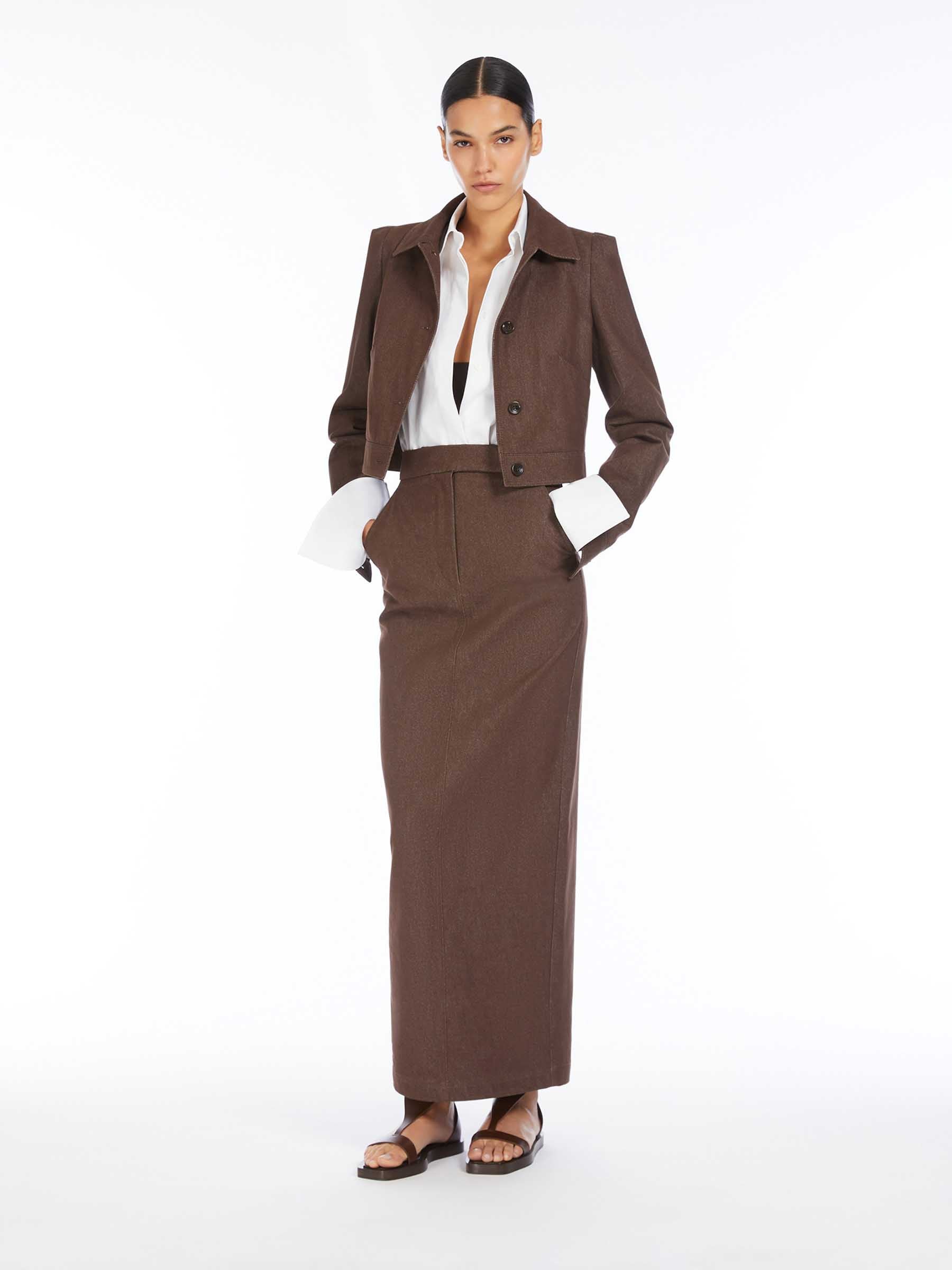 Outlet online Max Mara Mujer Falda Maxi Denim color Marrón Oscuro sku 750-001602 01 - Foto 2