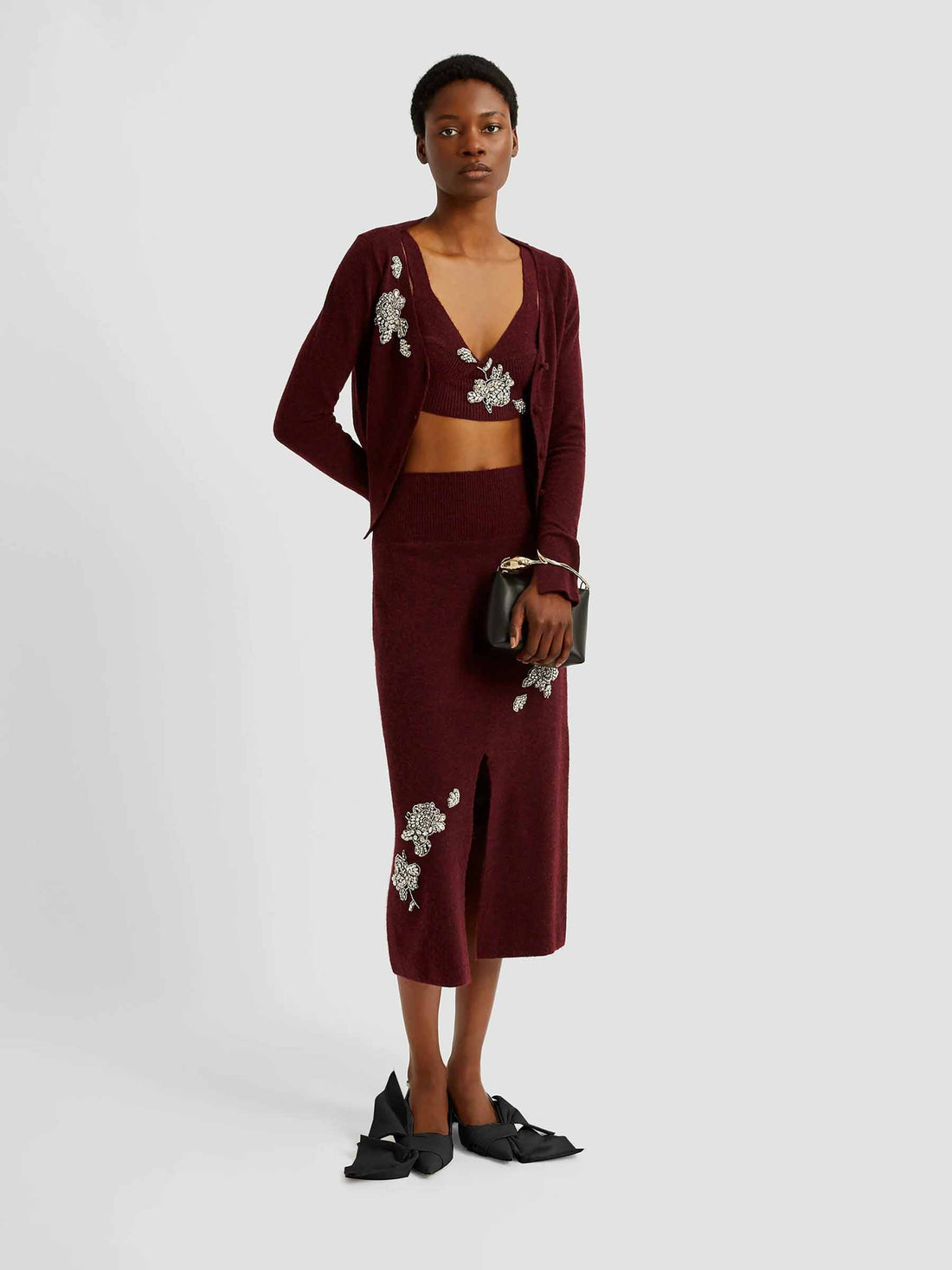 Outlet online Erdem Mujer Falda Midi Punto color Burdeos sku 750-001708 01 - Foto 2