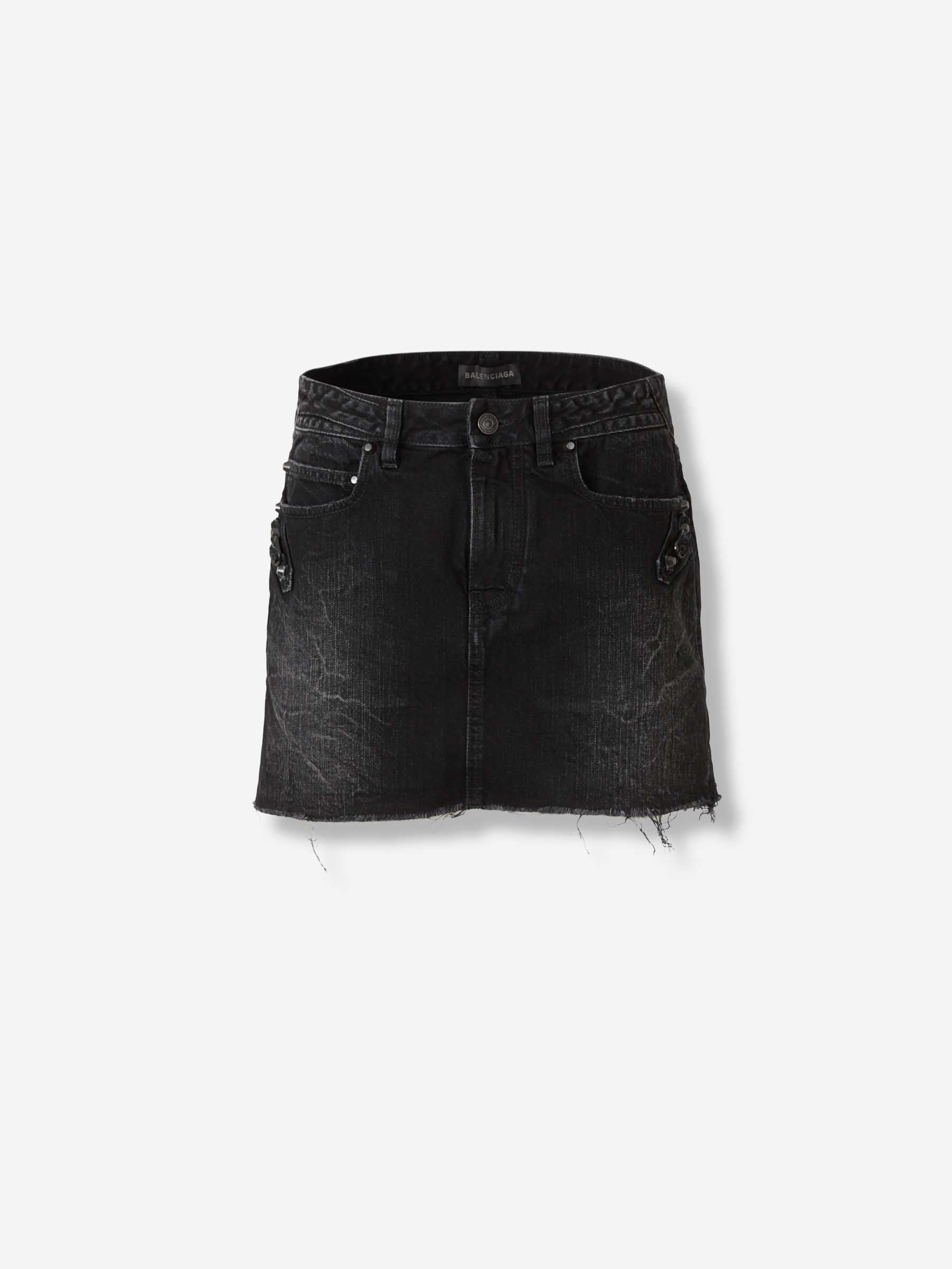 Outlet online Balenciaga Mujer Falda MiniDenim color Negro sku 750-001710 01 - Foto 1