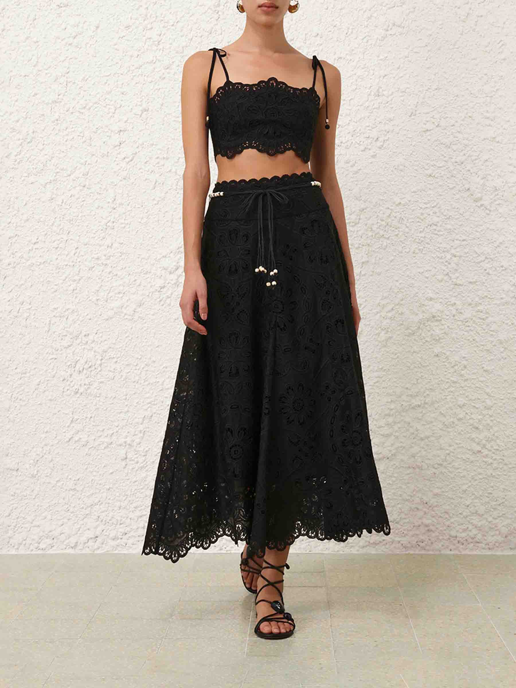 Outlet online Zimmermann Mujer Falda Midi Rhiannon color Negro sku 750-001761 01 - Foto 2
