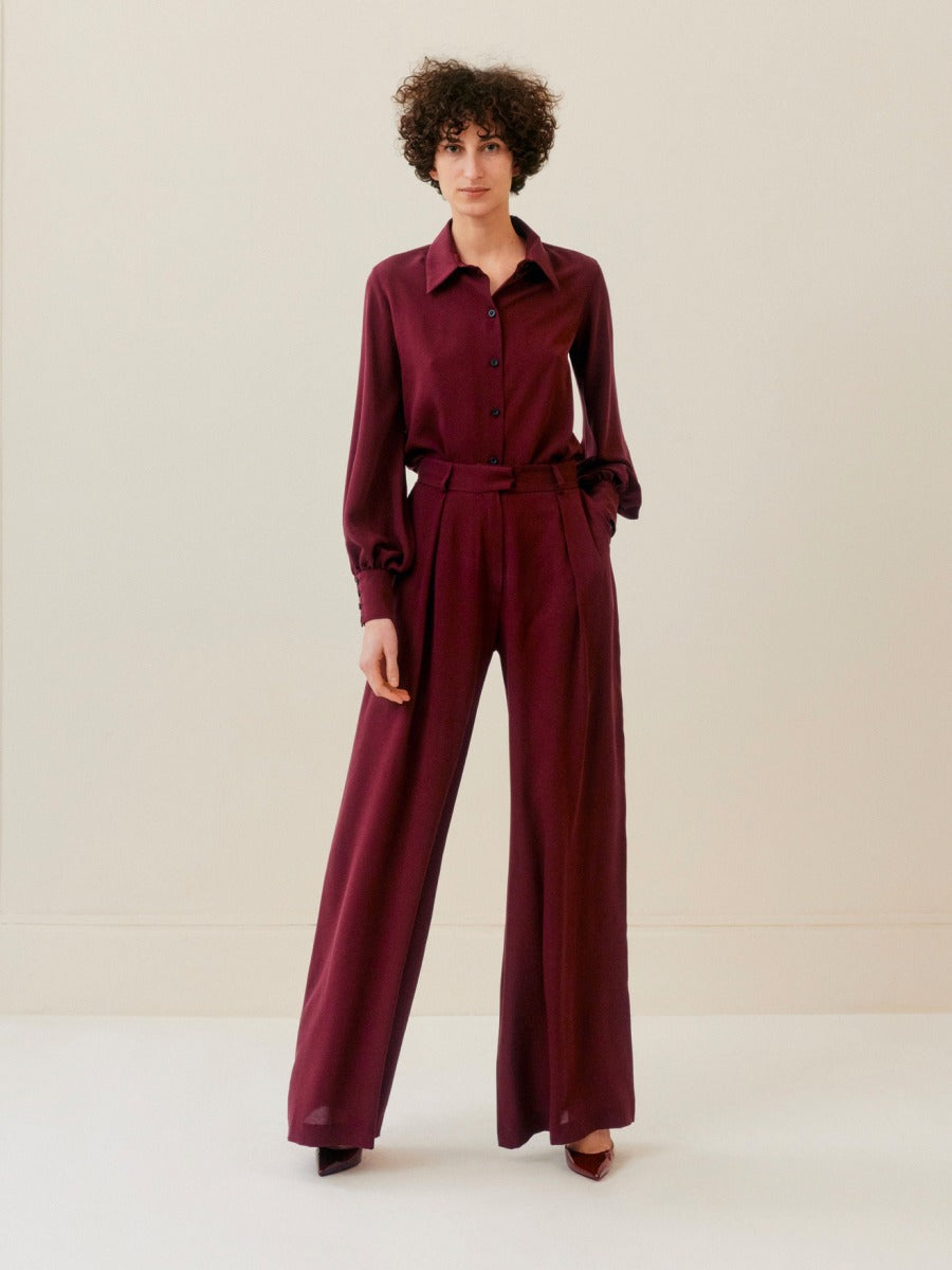 Outlet online Martin Grant Mujer Pantalones Fluidos Seda color Burdeos sku 761-002989 01 - Foto 5