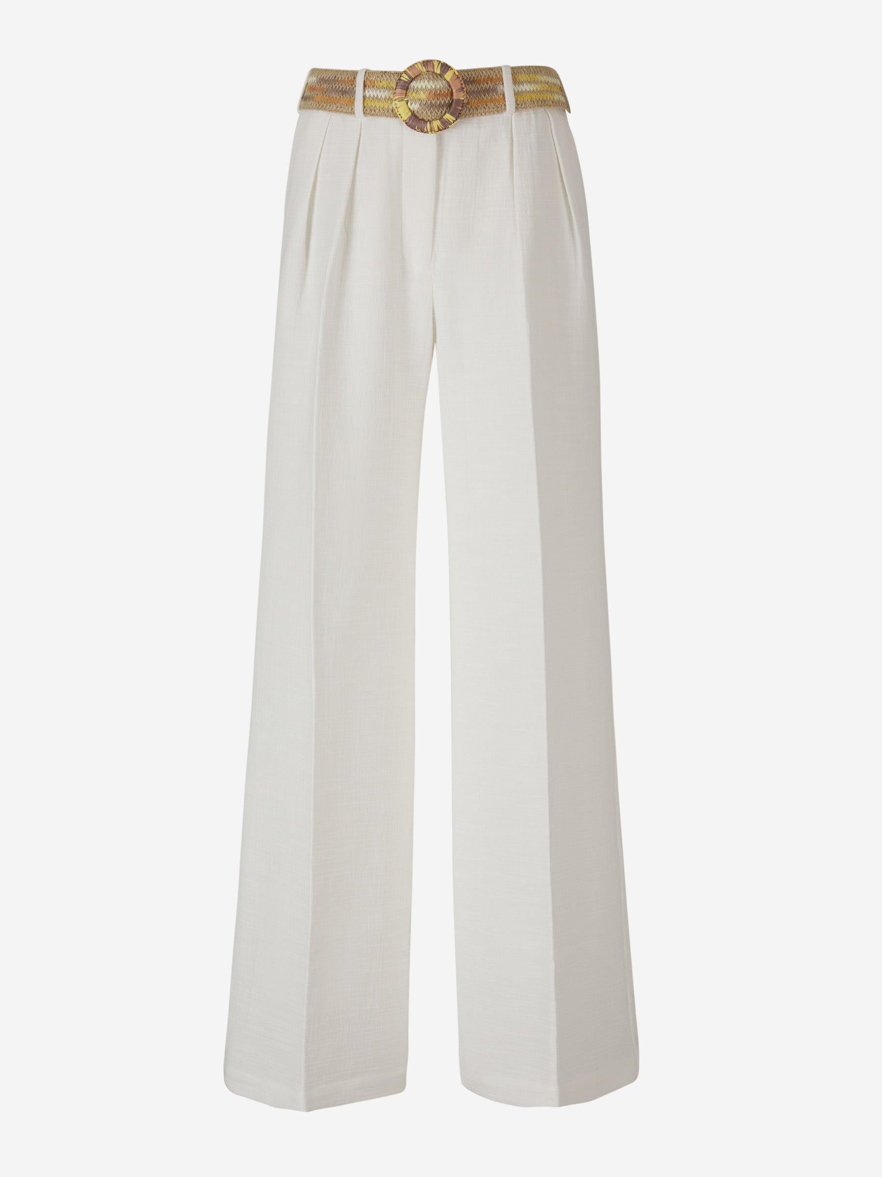 Outlet online Zimmermann Mujer Pantalones Devi Tuck color Marfil sku 761-003285 01 - Foto 1