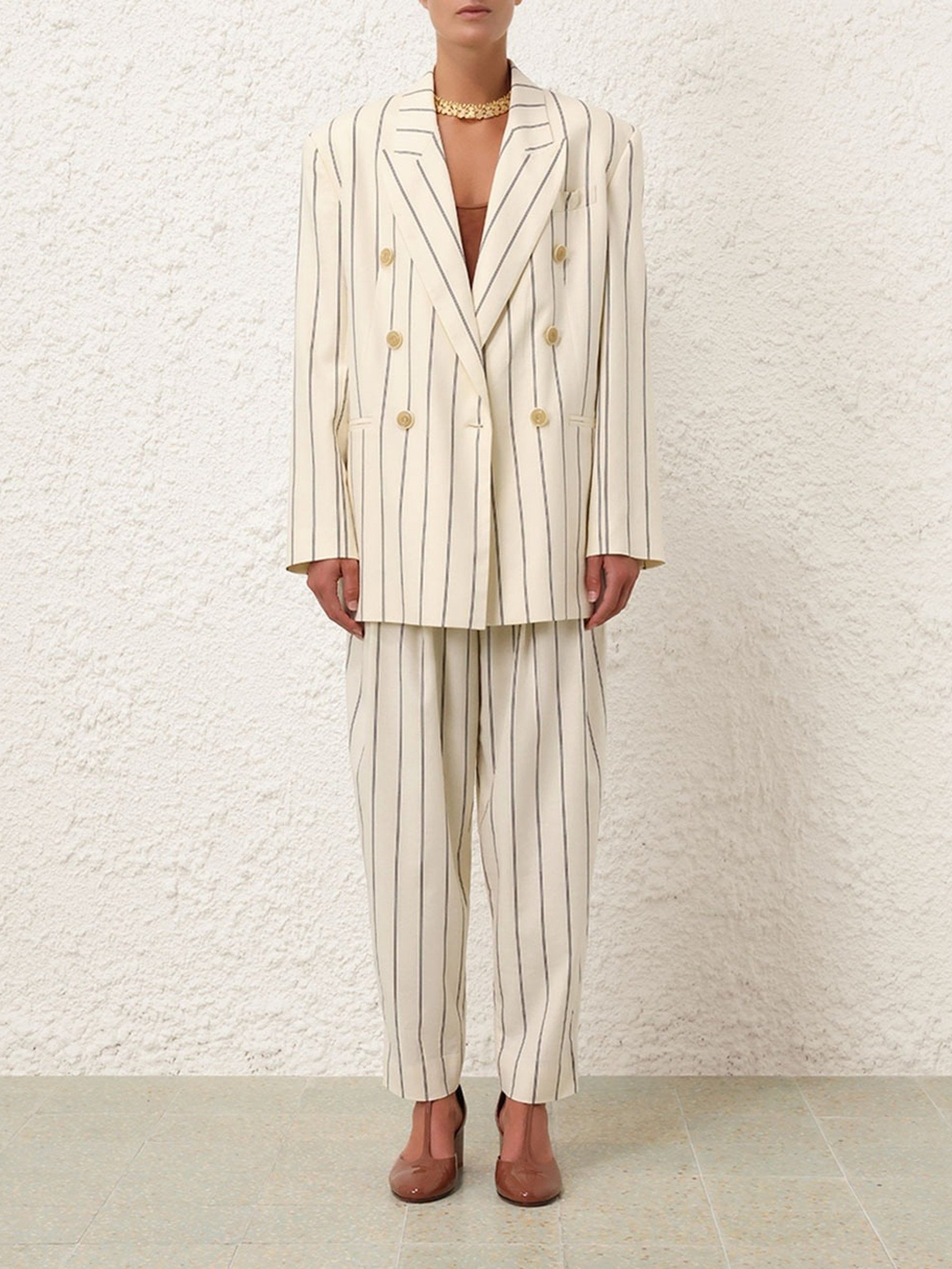 Outlet online Zimmermann Mujer Pantalones Rayas Barrel color Crema sku 761-003504 01 - Foto 2