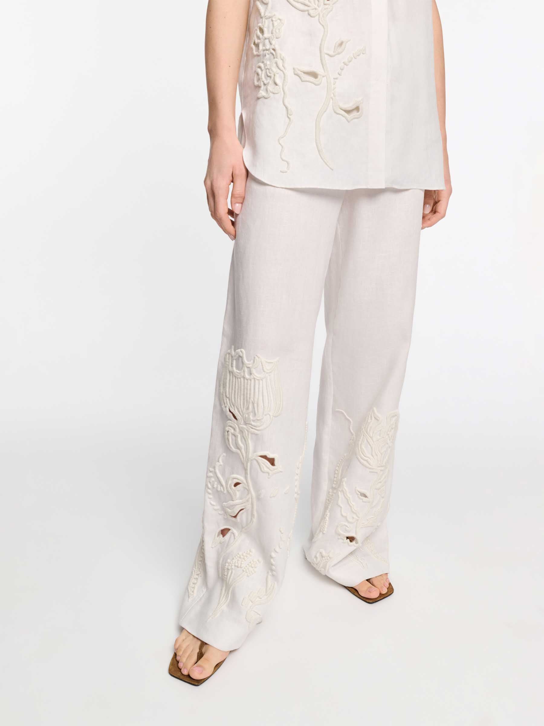 Dorothee Schumacher Mujer Barcelona Pantalones Bordado Lino color Blanco sku 761-003778 01 - Foto 3