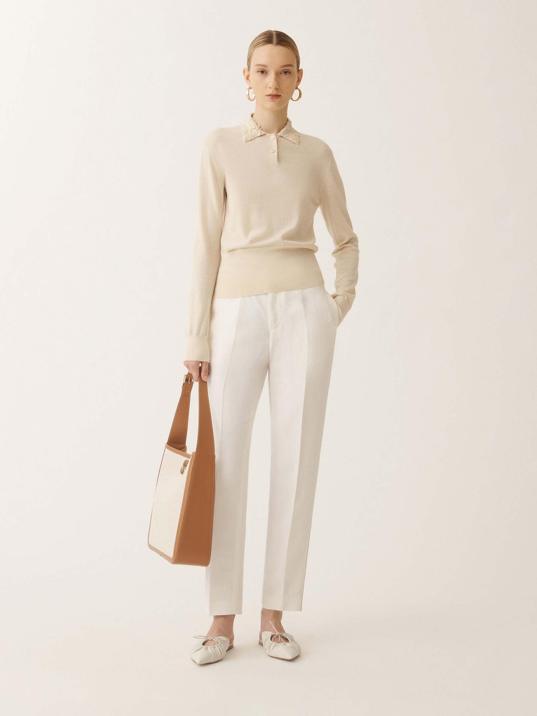 Outlet online Fabiana Filippi Mujer Pantalones Formales Montefalco color Beige sku 761-003787 01 - Foto 2