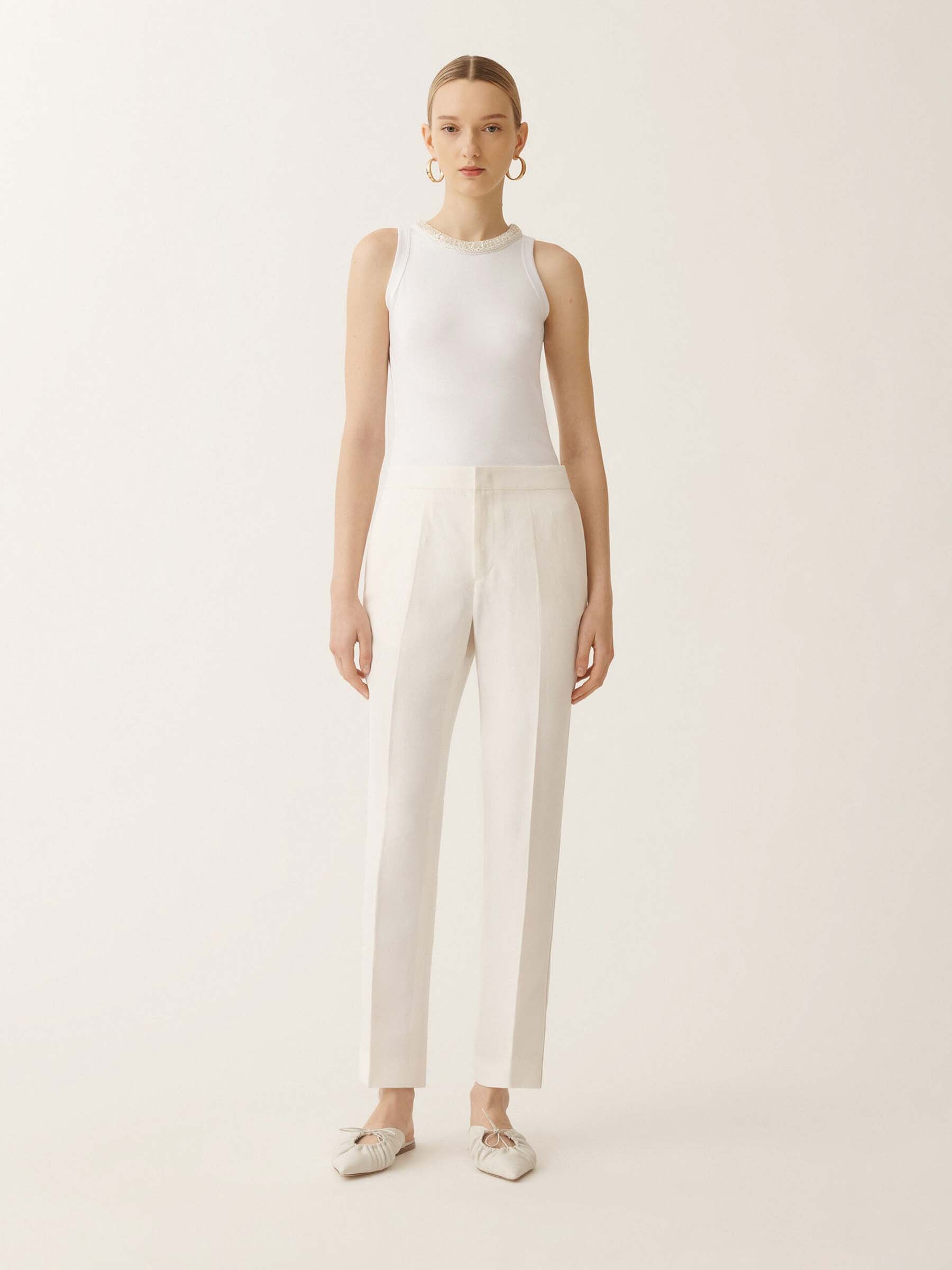 Outlet online Fabiana Filippi Mujer Pantalones Formales Montefalco color Beige sku 761-003787 01 - Foto 3