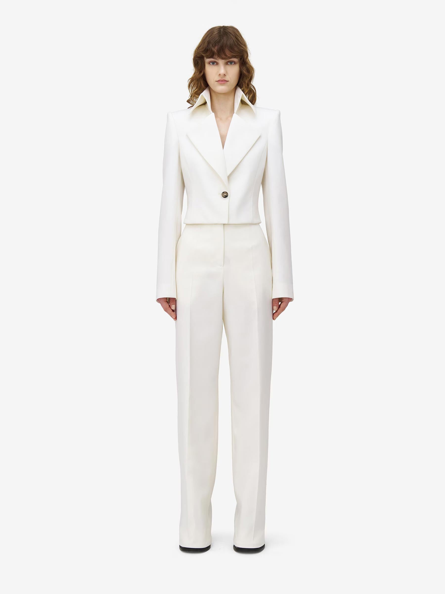 Outlet online McQueen Mujer Pantalones Anchos Lana color Marfil sku 761-003813 01 - Foto 2