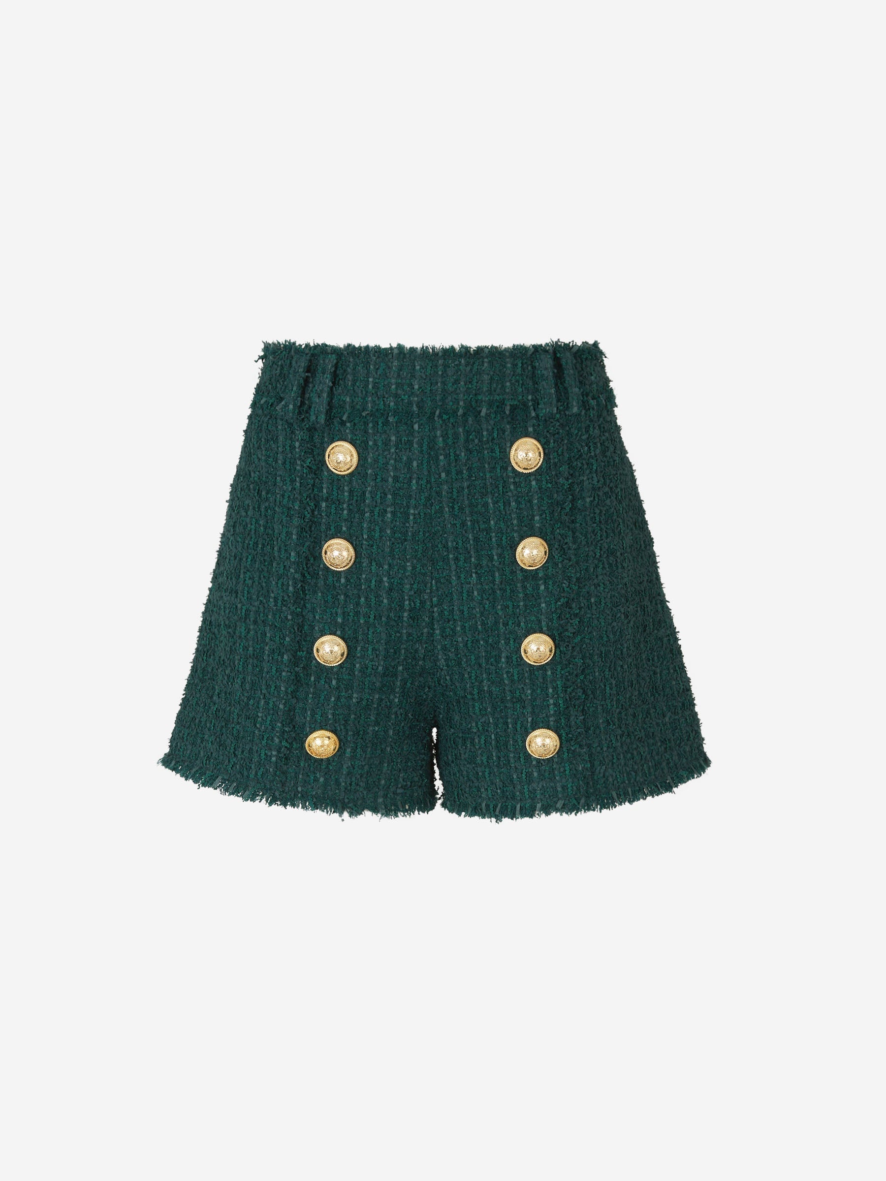 Outlet online Balmain Mujer Short Tweed Botones color Verde Oscuro sku 762-000426 00 - Foto 1