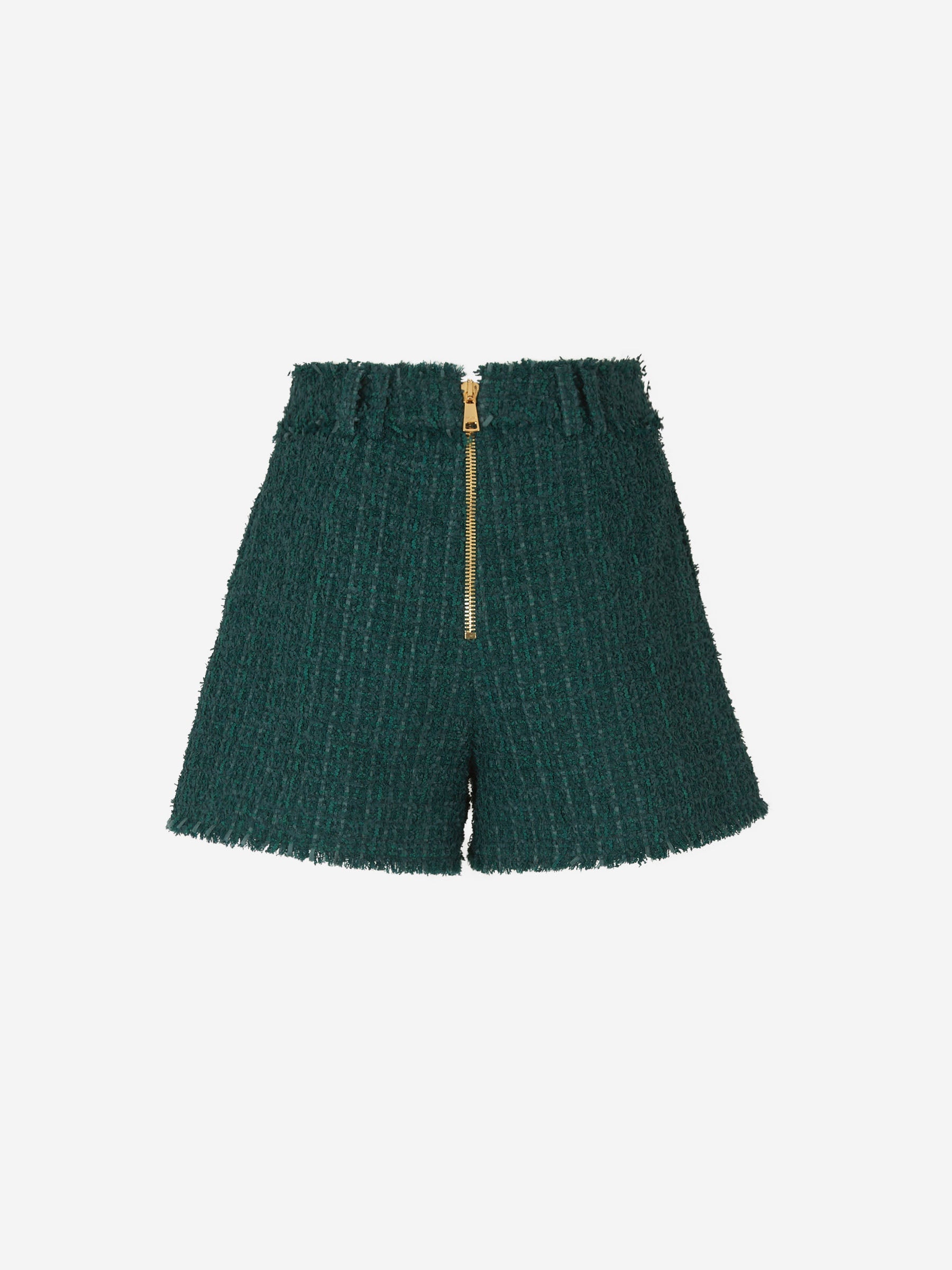 Outlet online Balmain Mujer Short Tweed Botones color Verde Oscuro sku 762-000426 00 - Foto 3
