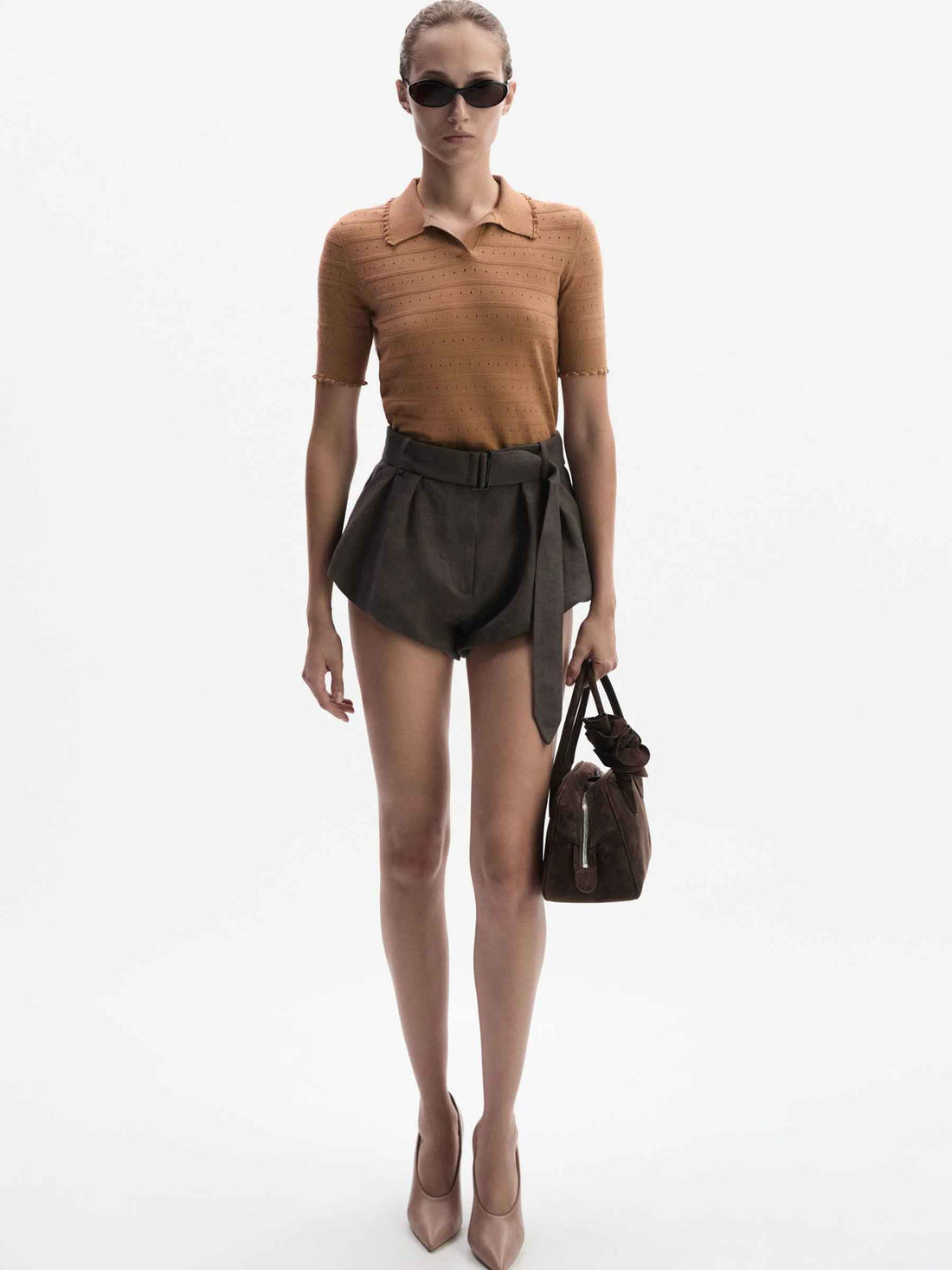 Magda Butrym Mujer Barcelona Shorts Anchos Lino color Marrón Oscuro sku 762-000559 01 - Foto 2