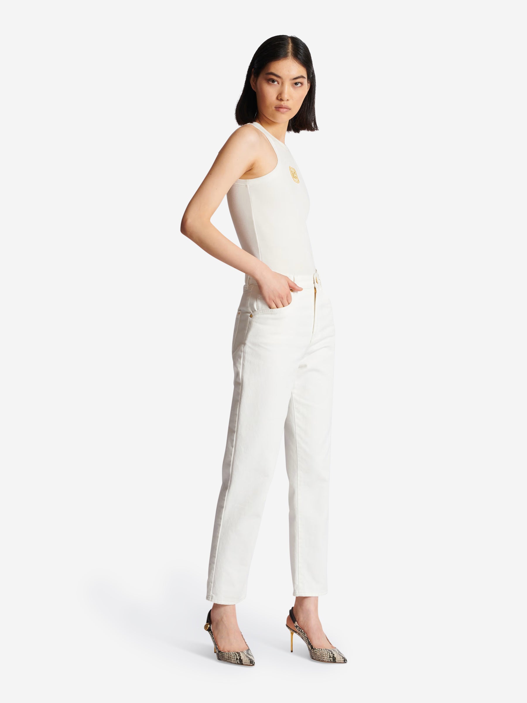 Outlet online Balmain Mujer Jeans Slim Fit color Blanco sku 763-001627 01 - Foto 2