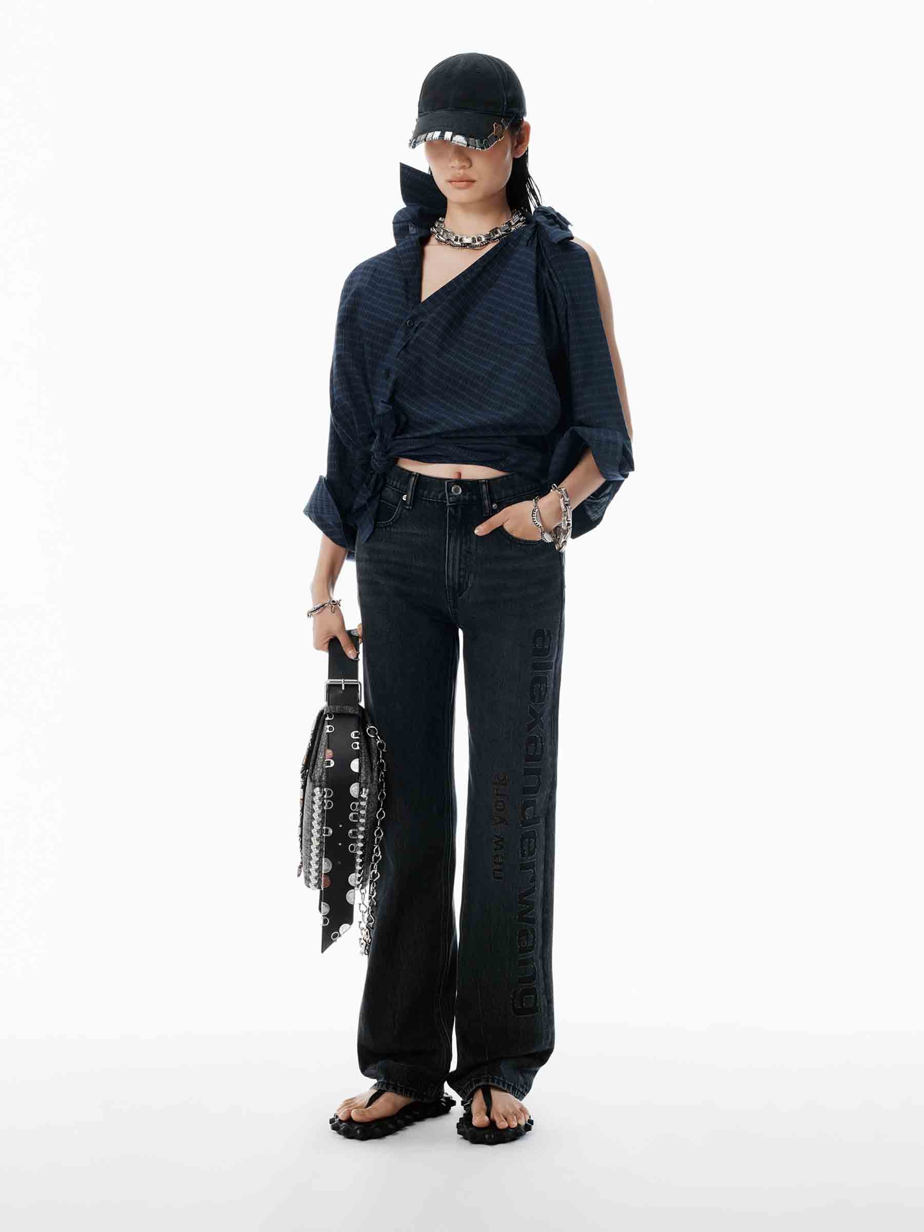 Outlet online Alexander Wang Mujer Jeans Rectos Logo color Negro sku 763-001776 01 - Foto 2