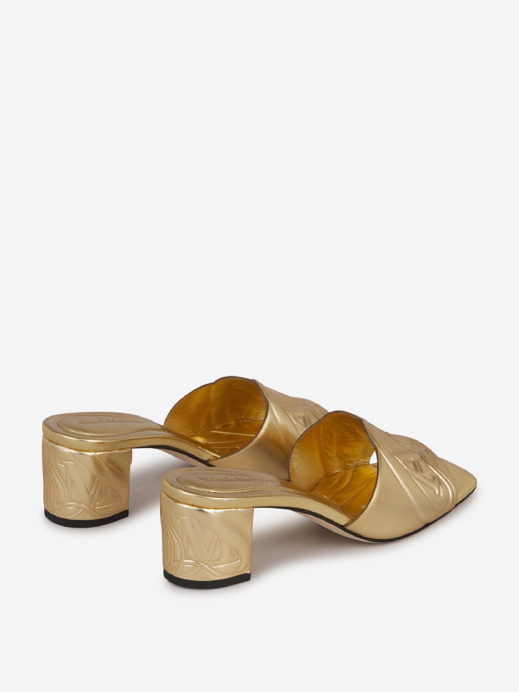 Outlet online McQueen Mujer Sandalias Piel Logo color Dorado sku 800-005204 01 - Foto 3