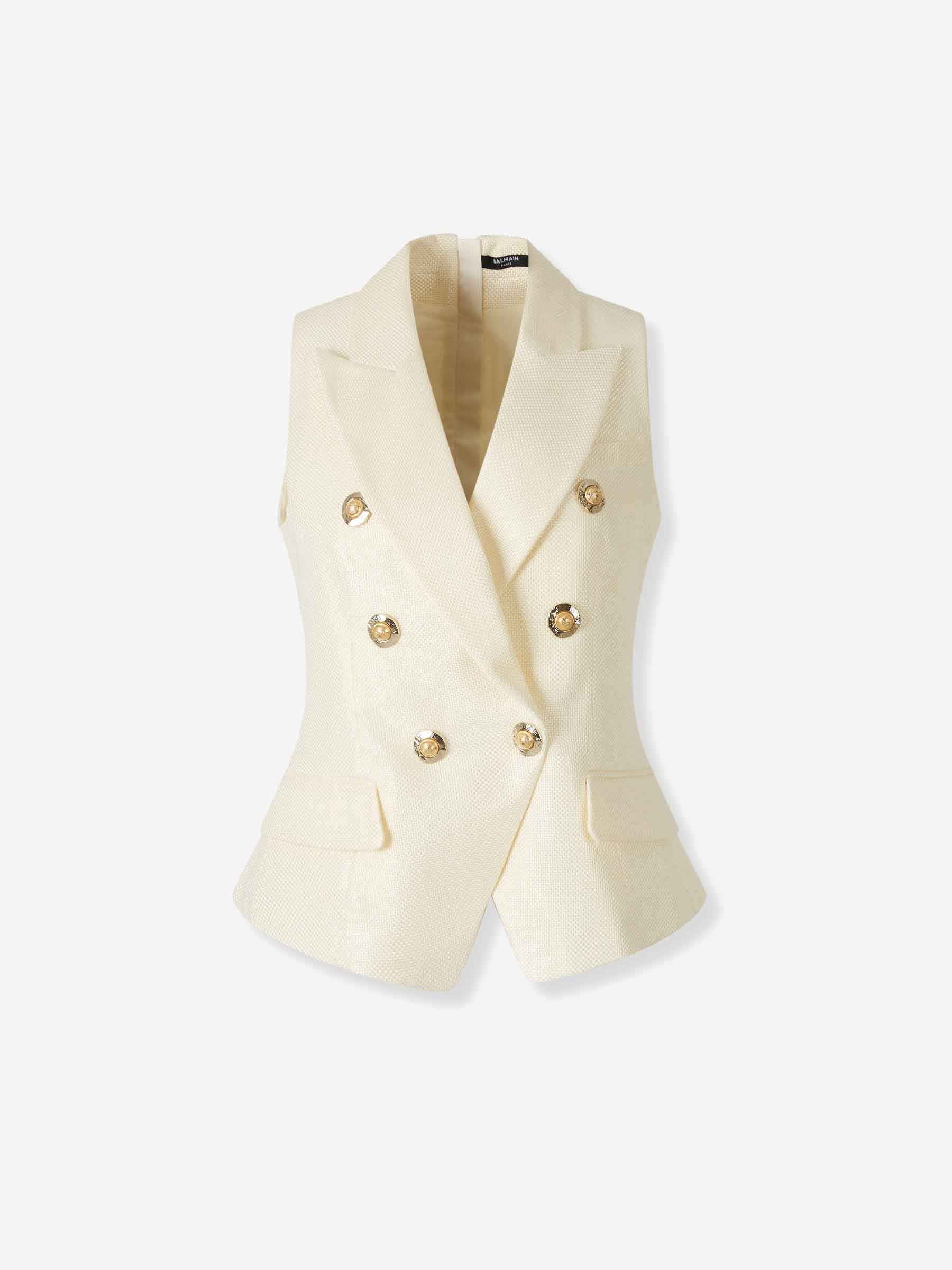 Outlet online Balmain Mujer Chaleco Doble Cruce color Crema sku 775-000223 01 - Foto 1