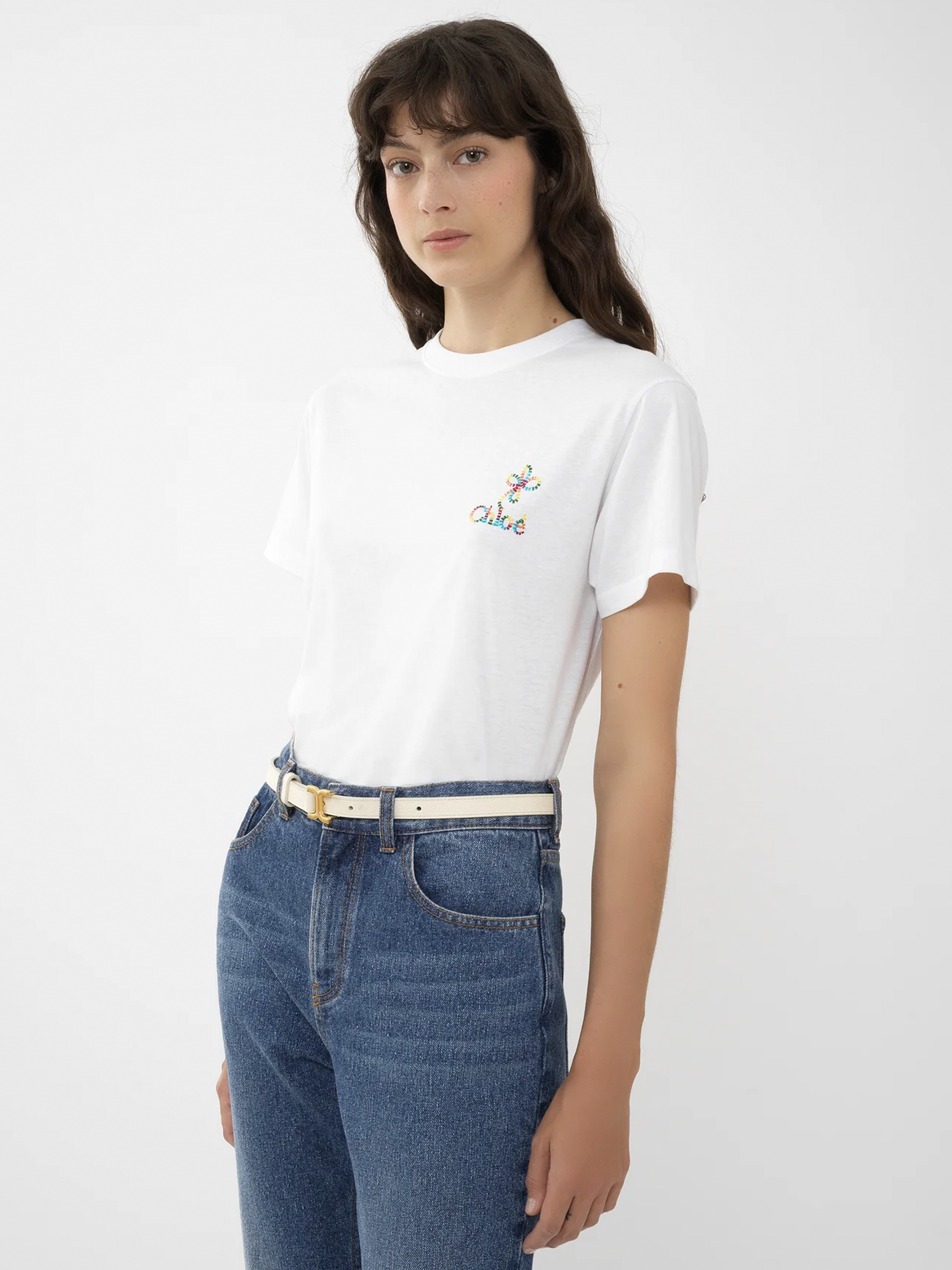 Outlet online Chloé Mujer Camiseta Logo Algodón color Blanco sku 782-001569 01 - Foto 1