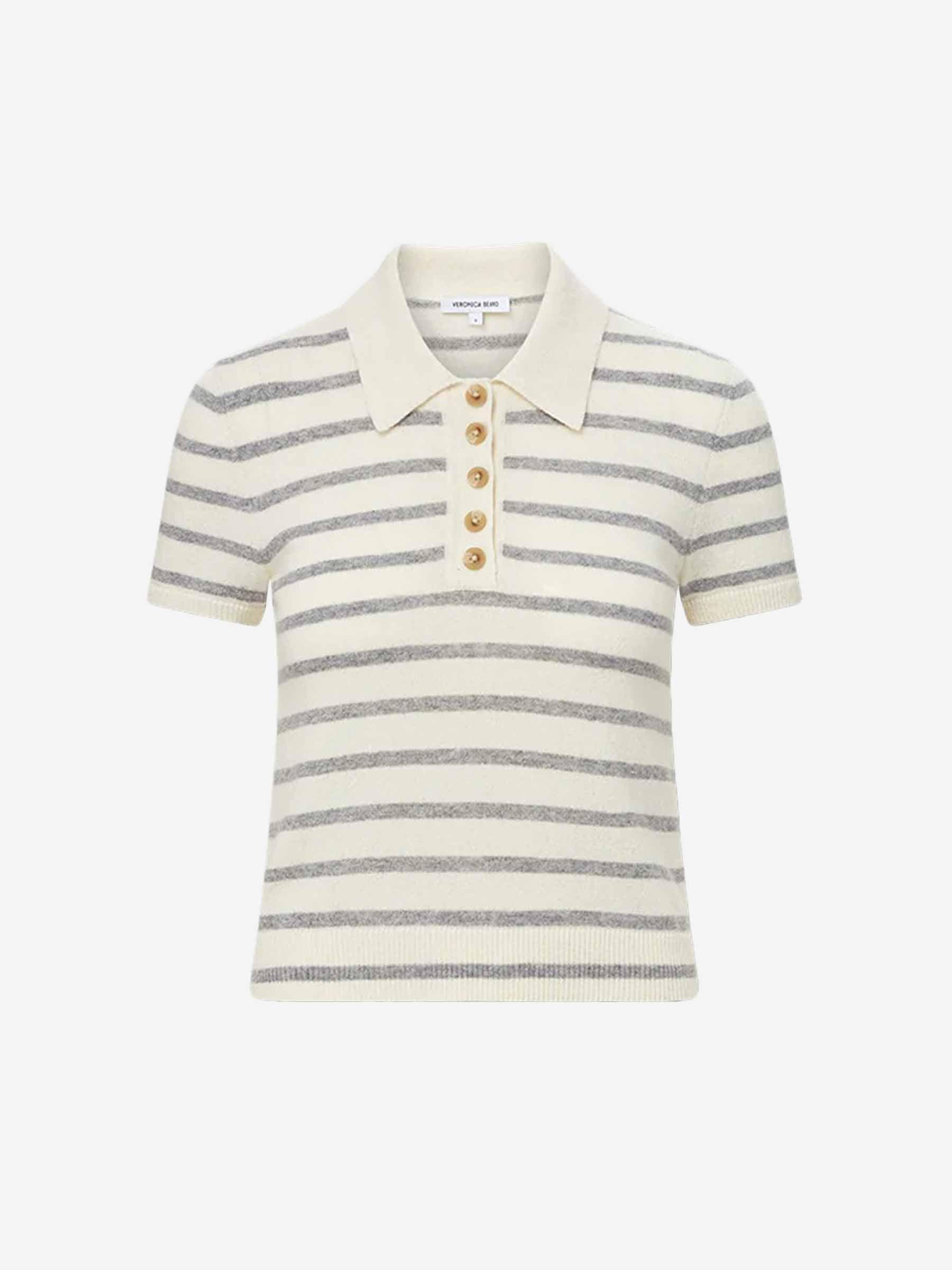 Outlet online Veronica Beard Mujer Polo Rayas Cachemira color Marfil sku 782-001679 01 - Foto 1