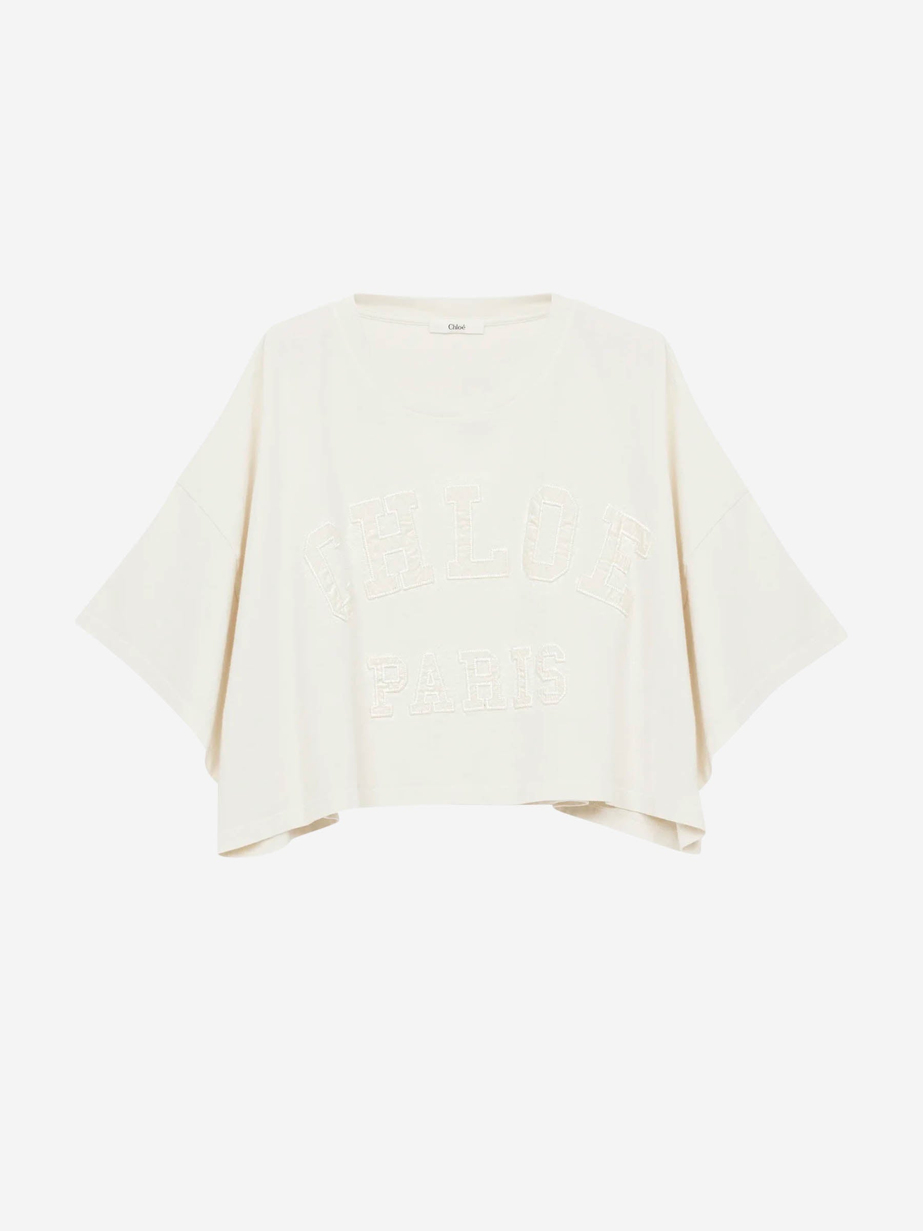 Outlet online Chloé Mujer Camiseta Cropped Algodón color Marfil sku 782-001751 01 - Foto 1