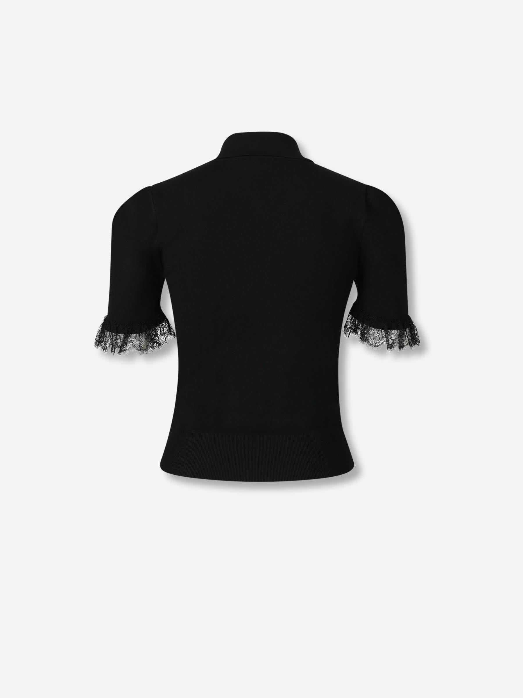 Outlet online McQueen Mujer Polo Punto Encaje color Negro sku 782-001822 01 - Foto 2